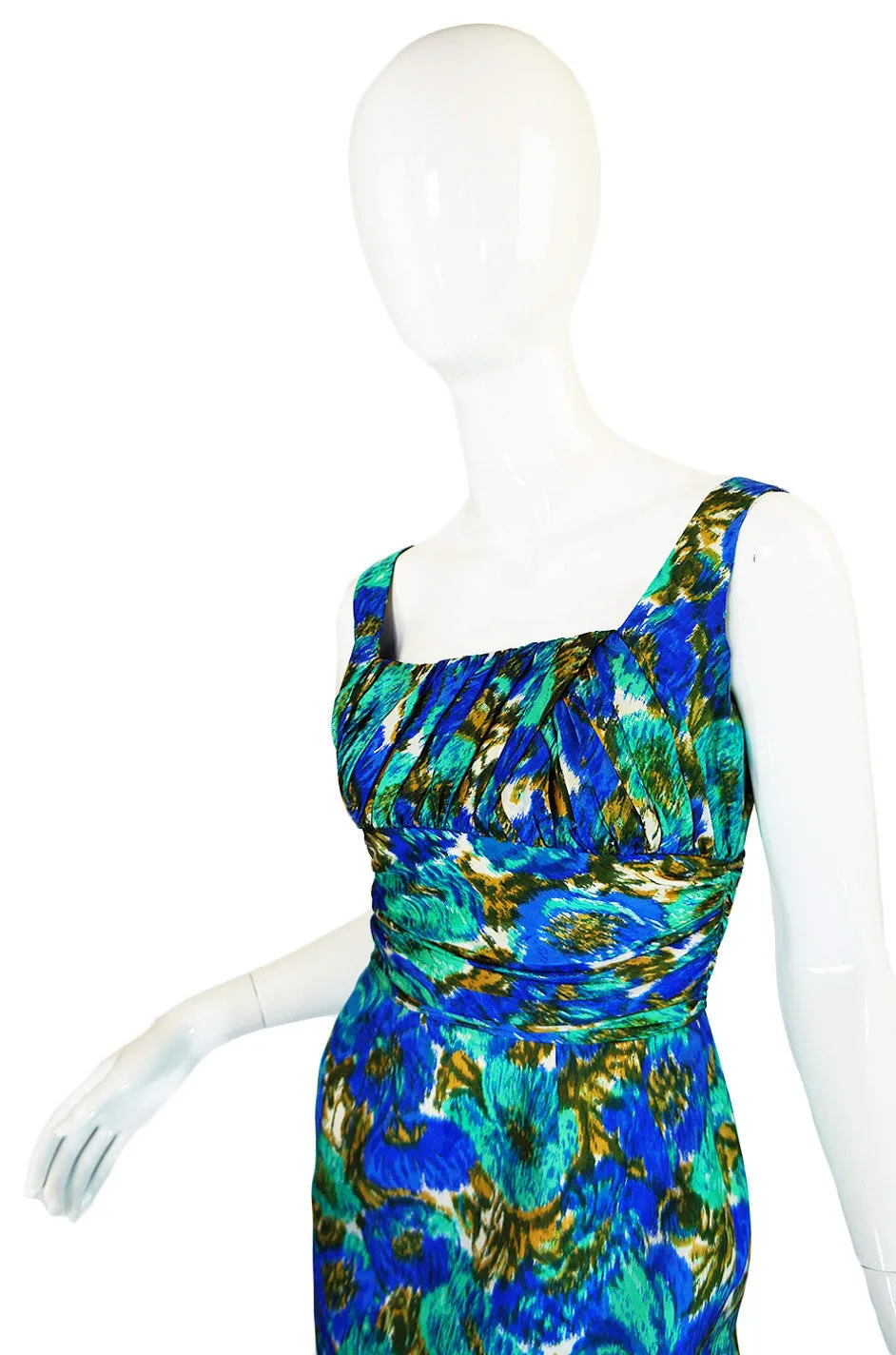 1950s Gigi Young Silk Print Wiggle Dress