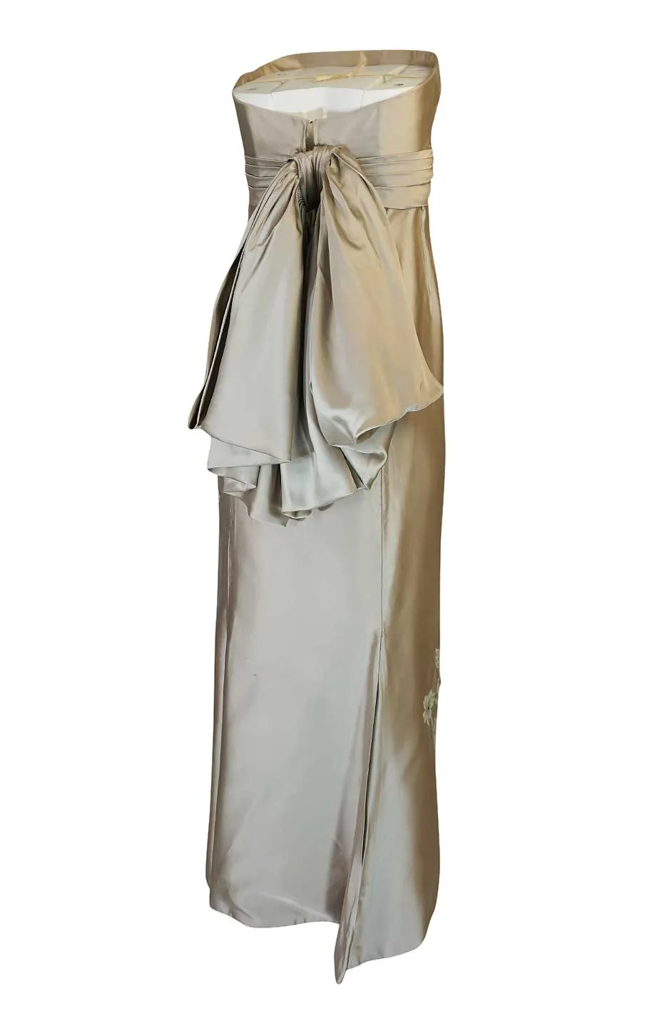 1950s Helena Barbieri Champagne Silk Satin Beaded Dress