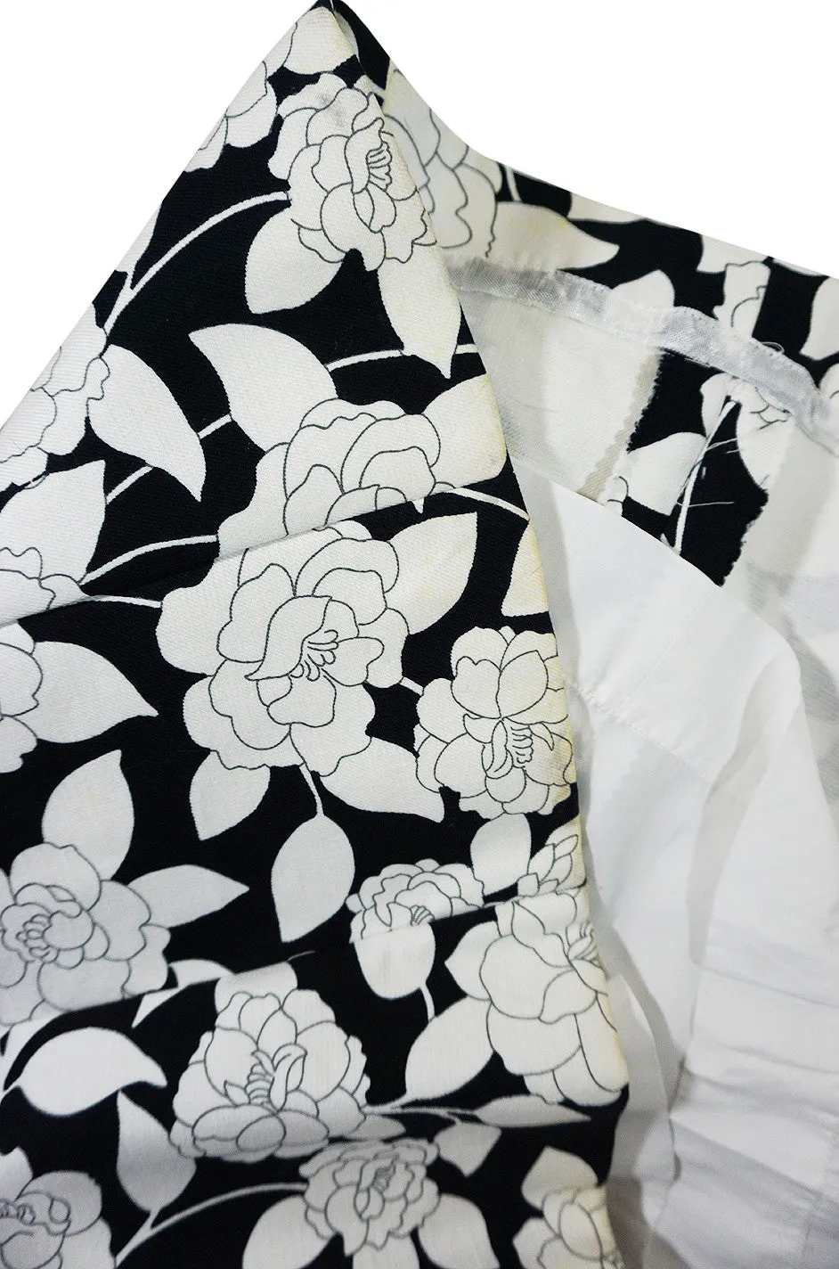 1960s Donald Brooks Black & White Floral Print  Dress