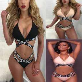 2021 Summer New Women Sexy Solid High Cut One Piece Push Up Padded Bra Bikini Sizes S - 2XL