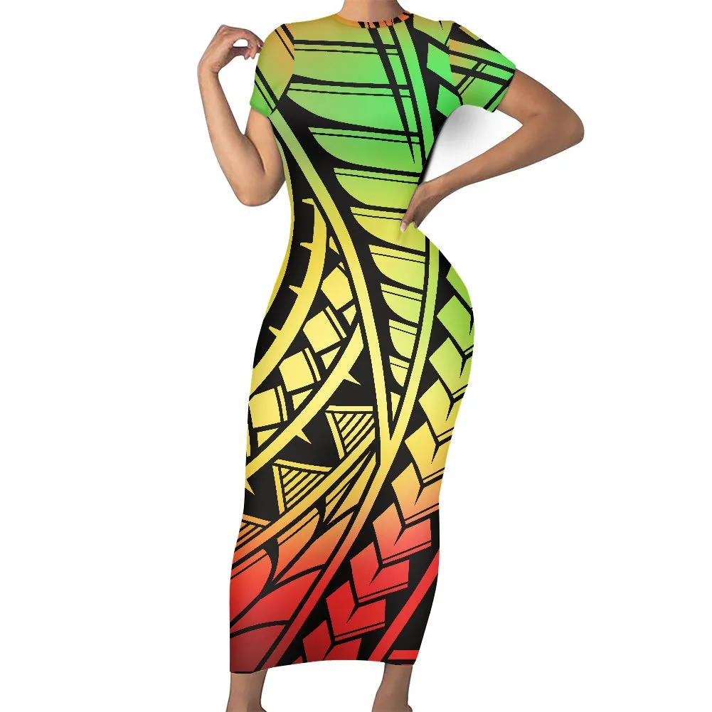 2022 Marbled Classic White Chic For Girls Vintage  Polynesian Tribal Womens Bodycon Dress DesignerDress Sun Dresses Women Summer