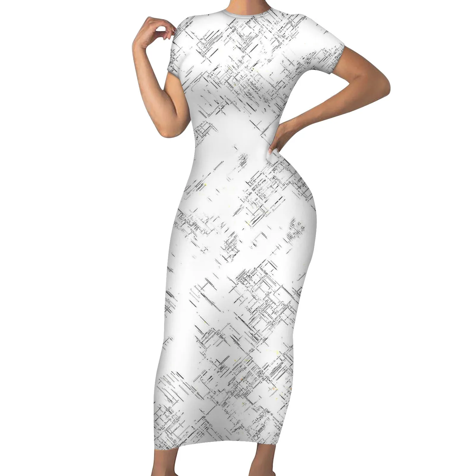 2022 Marbled Classic White Chic For Girls Vintage  Polynesian Tribal Womens Bodycon Dress DesignerDress Sun Dresses Women Summer