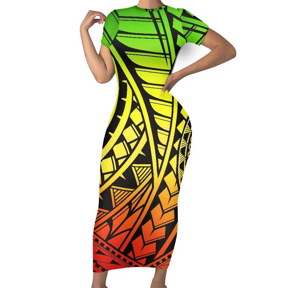 2022 Marbled Classic White Chic For Girls Vintage  Polynesian Tribal Womens Bodycon Dress DesignerDress Sun Dresses Women Summer