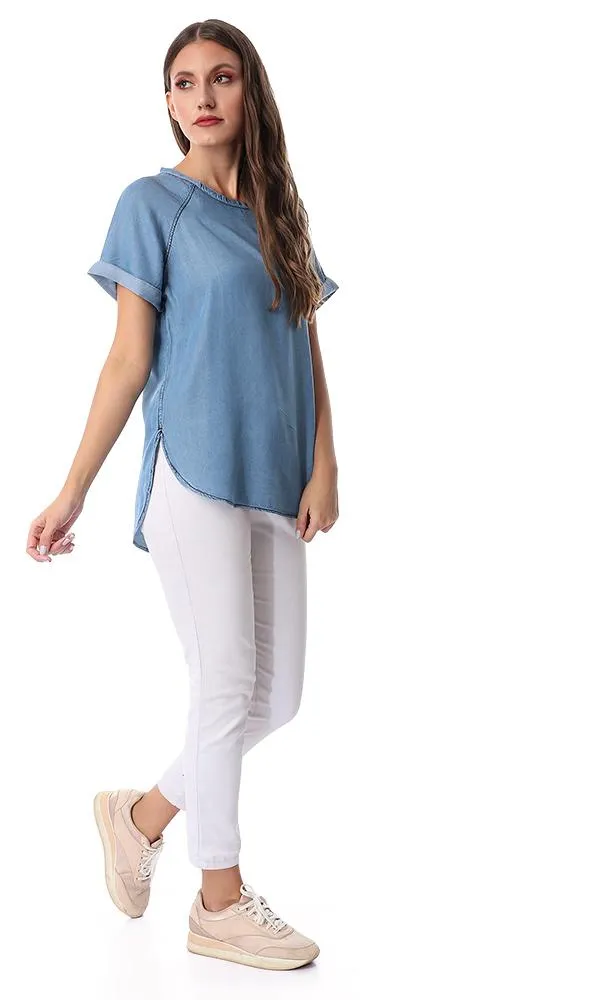 54244 Denim Soft Slip On Top Blue