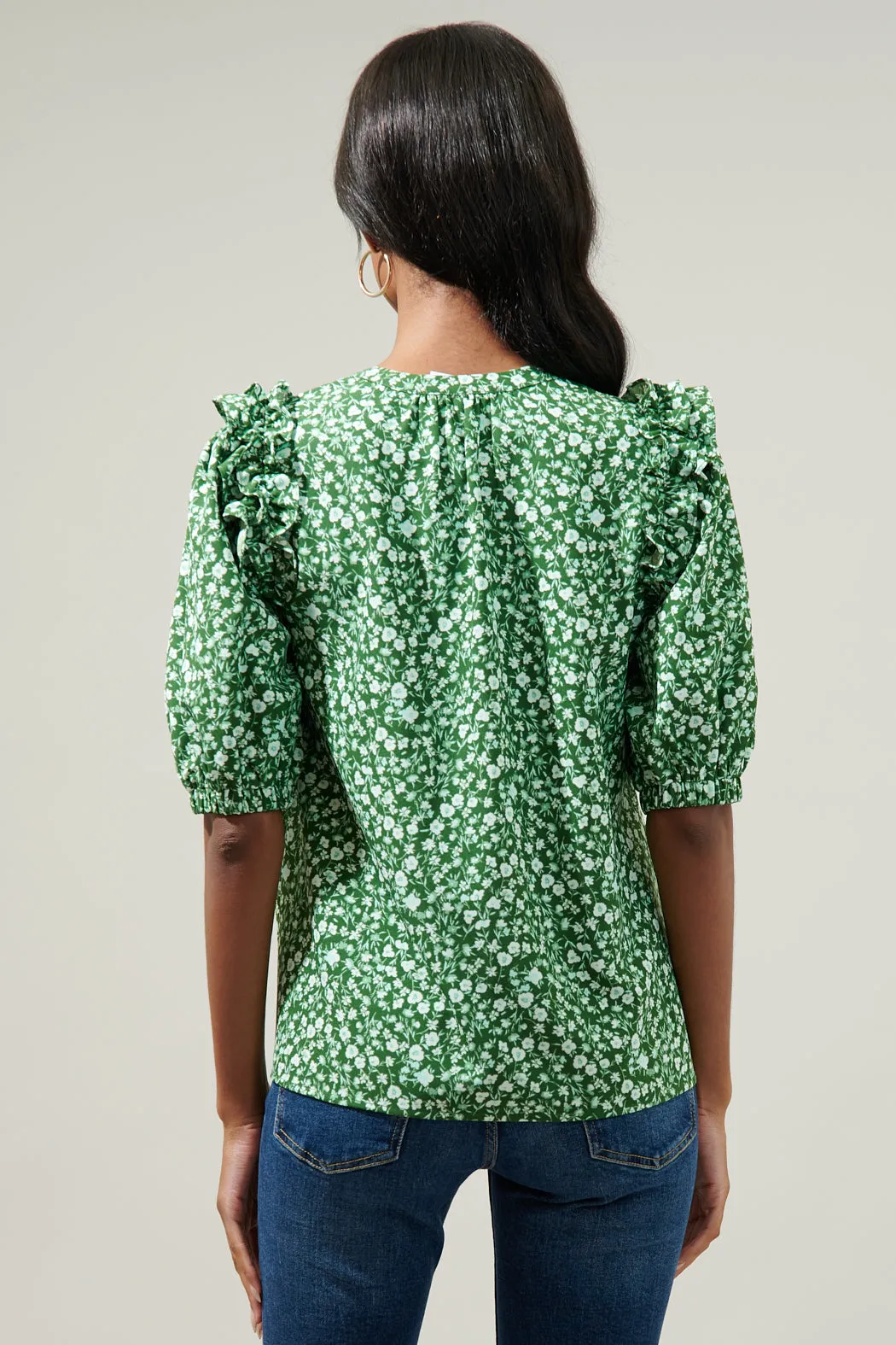 Adieu Floral Noche Tie Neck Blouse