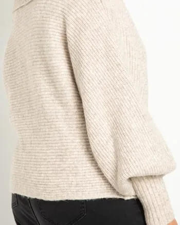 Adora Oversized Collar Sweater | Heather Neutral