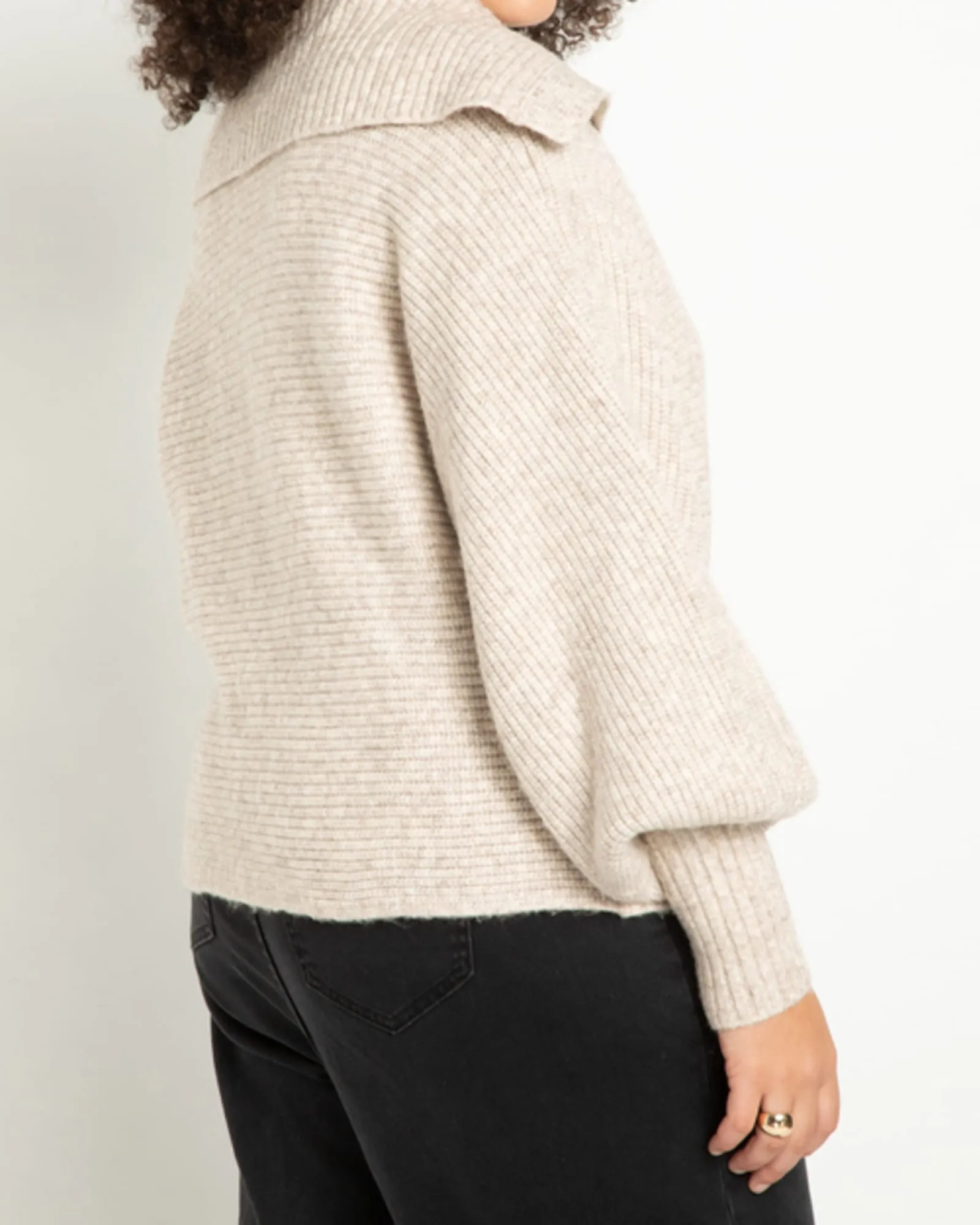 Adora Oversized Collar Sweater | Heather Neutral