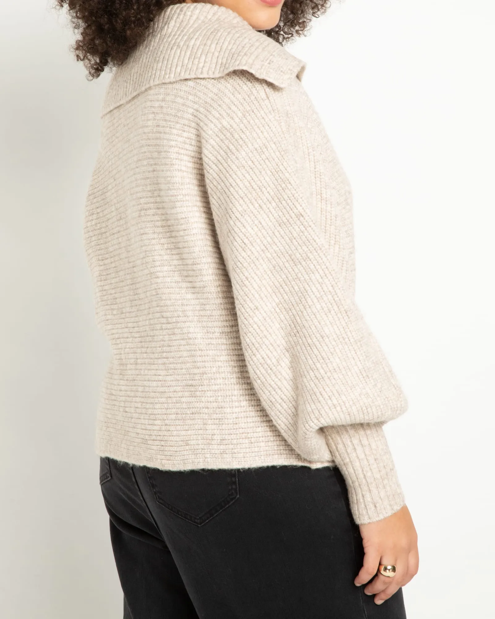 Adora Oversized Collar Sweater | Heather Neutral