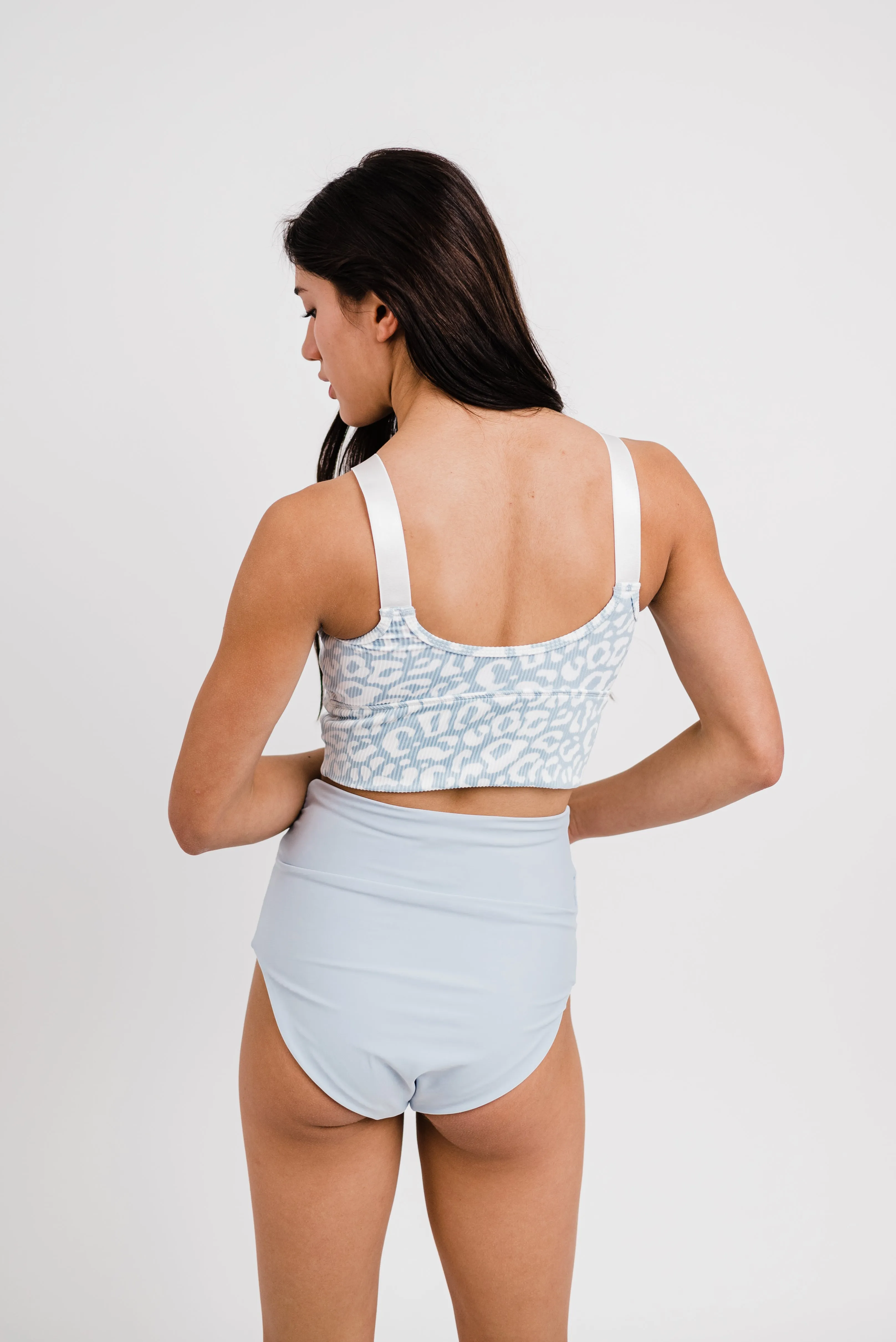 Adventurer Top | Powder Blue Leopard Print