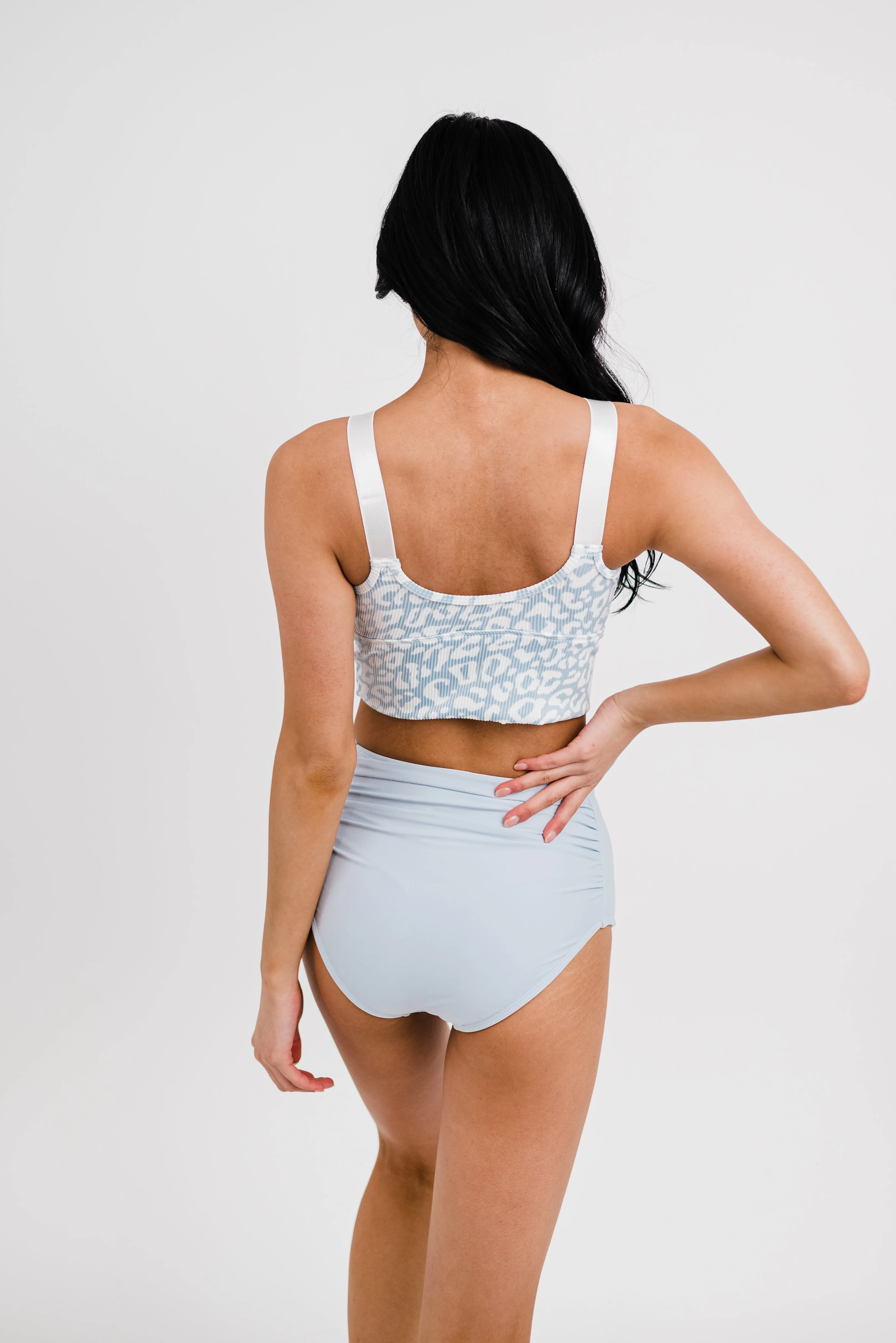 Adventurer Top | Powder Blue Leopard Print