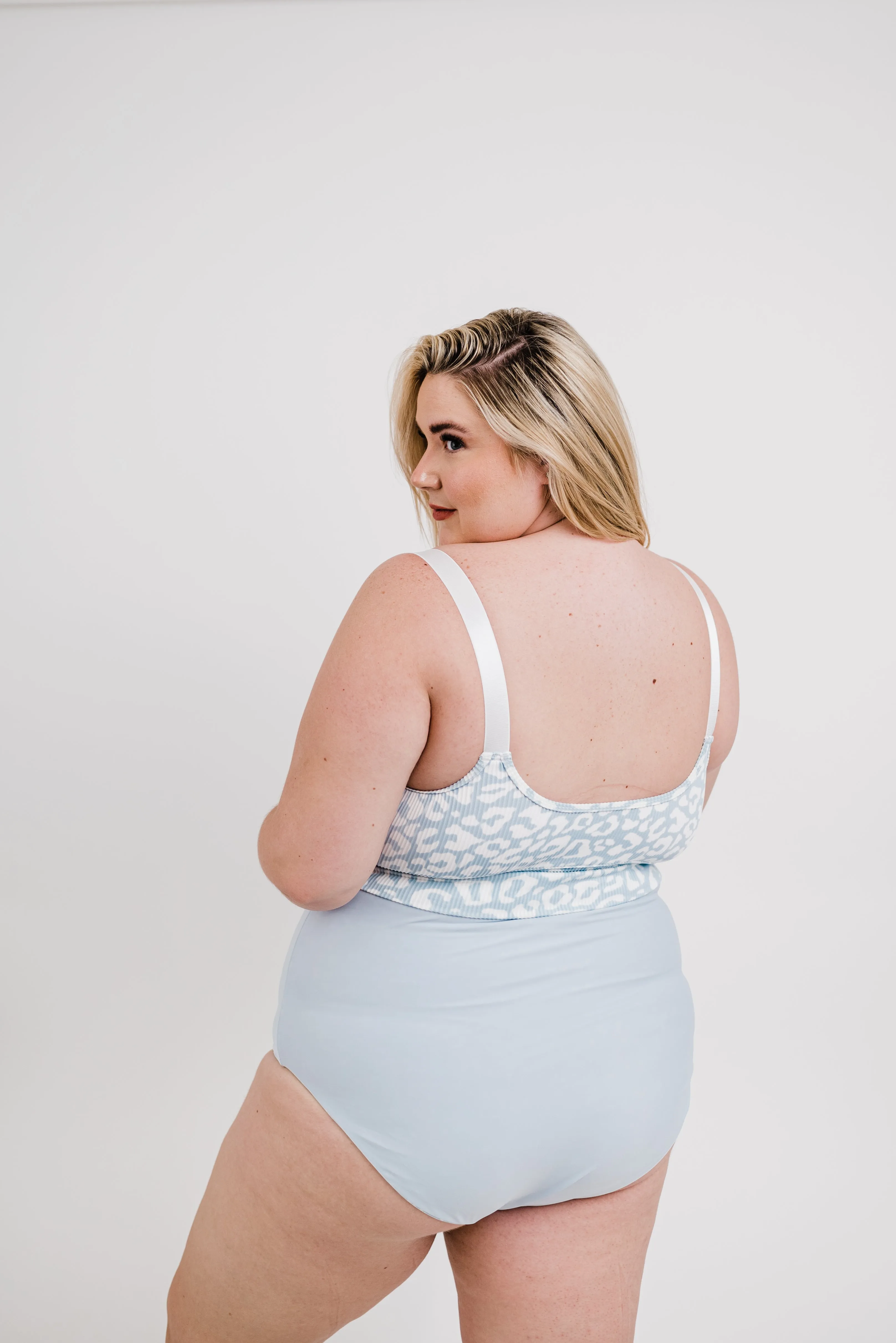 Adventurer Top | Powder Blue Leopard Print