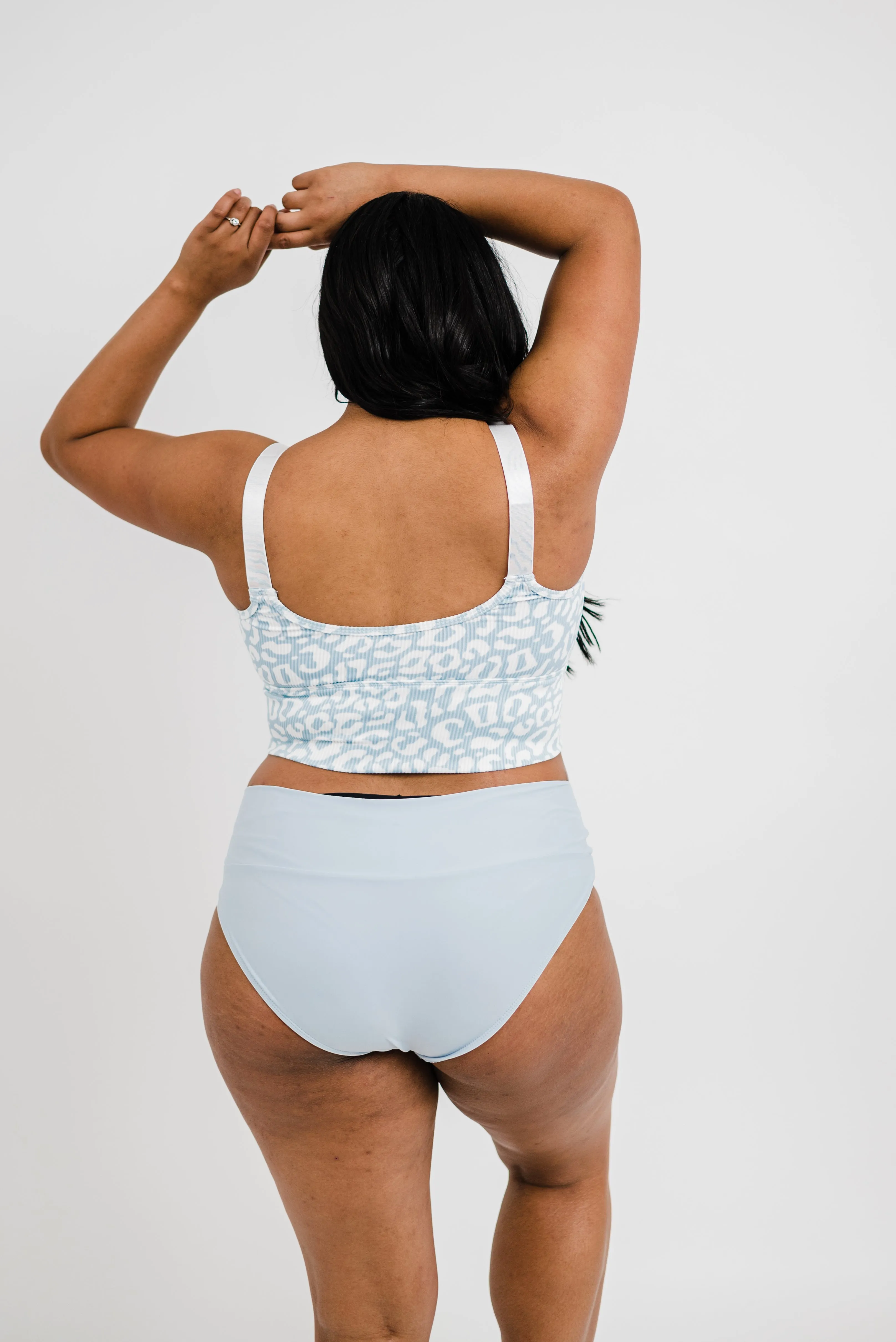 Adventurer Top | Powder Blue Leopard Print