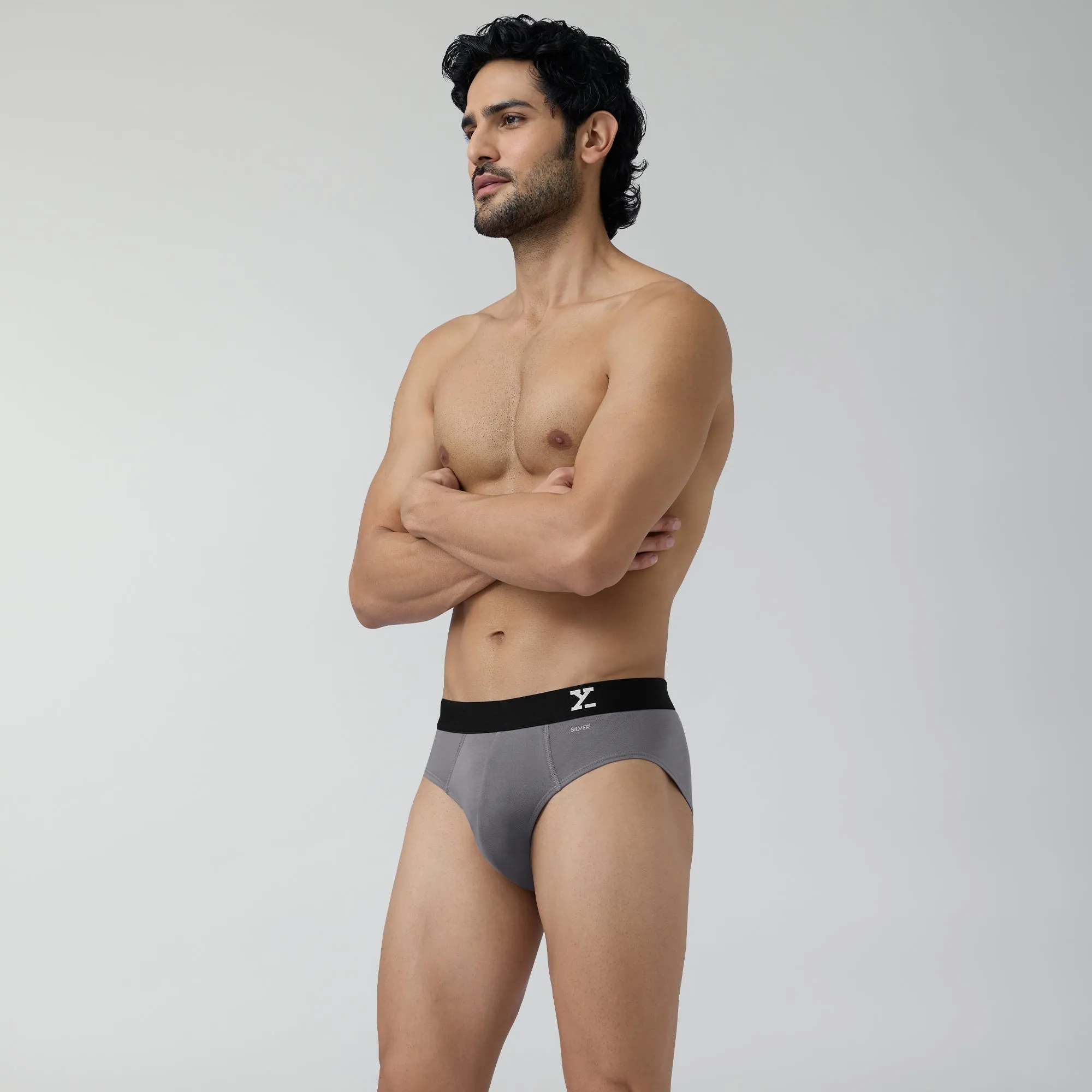 Aero Silver Cotton Briefs Ash Grey