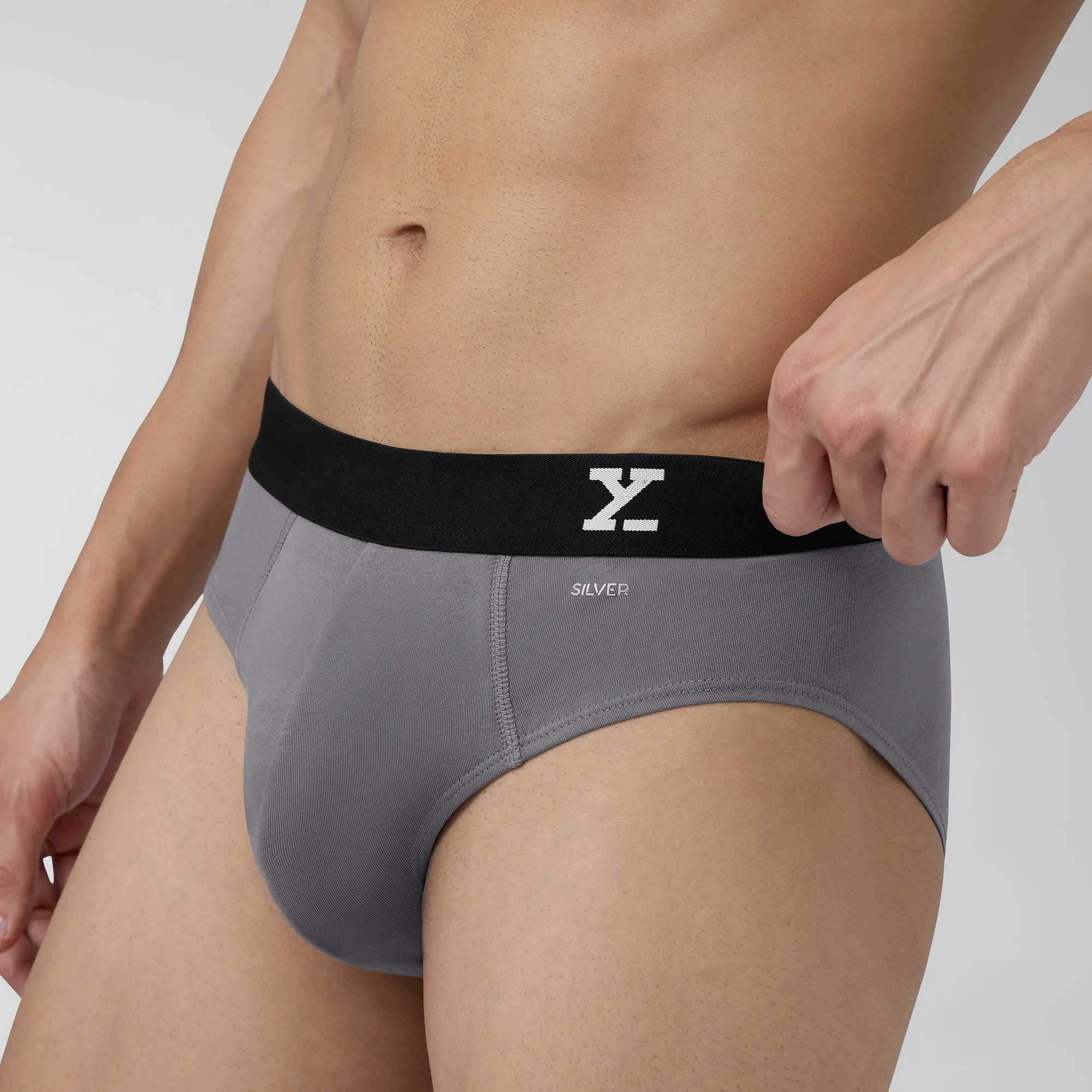 Aero Silver Cotton Briefs Ash Grey