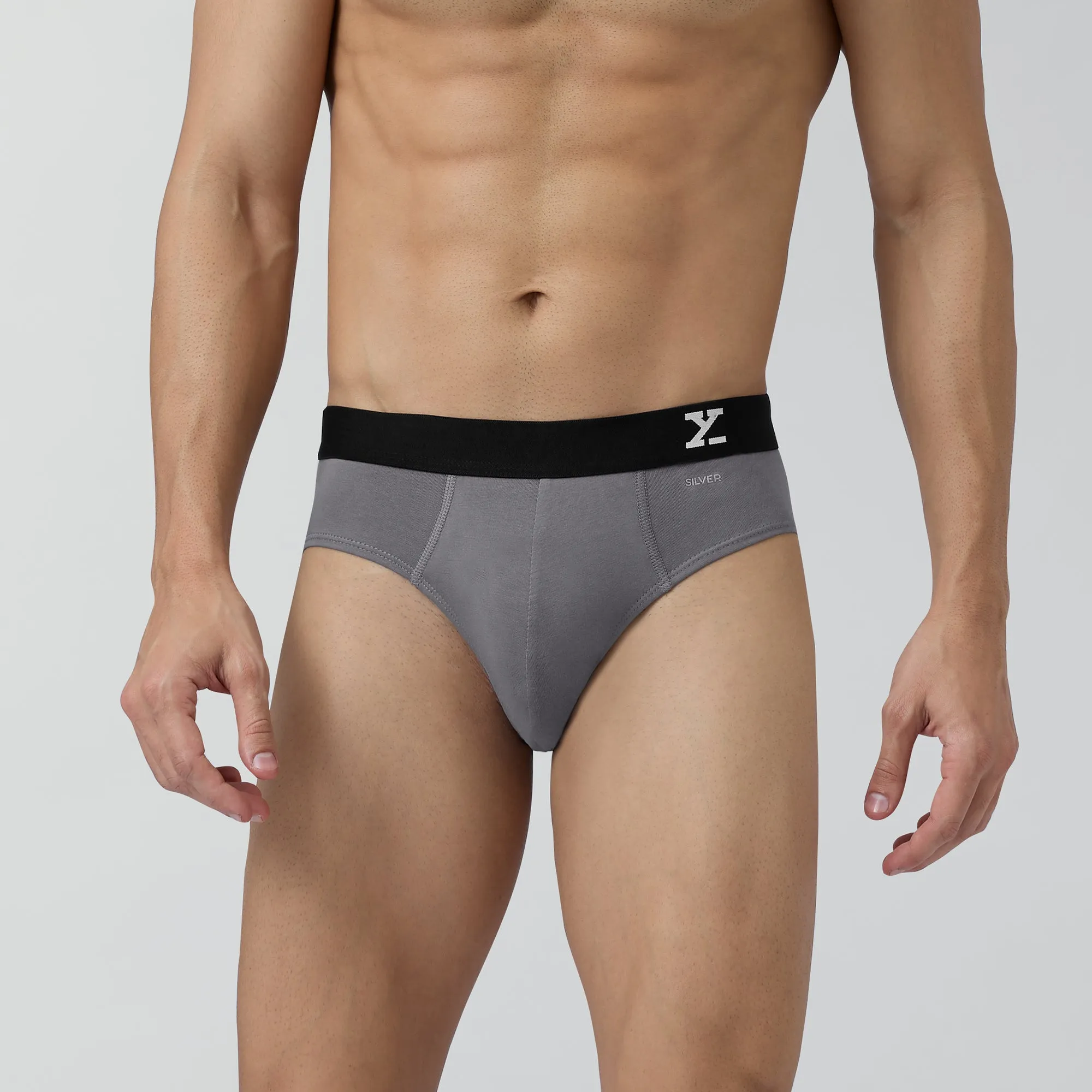 Aero Silver Cotton Briefs Ash Grey