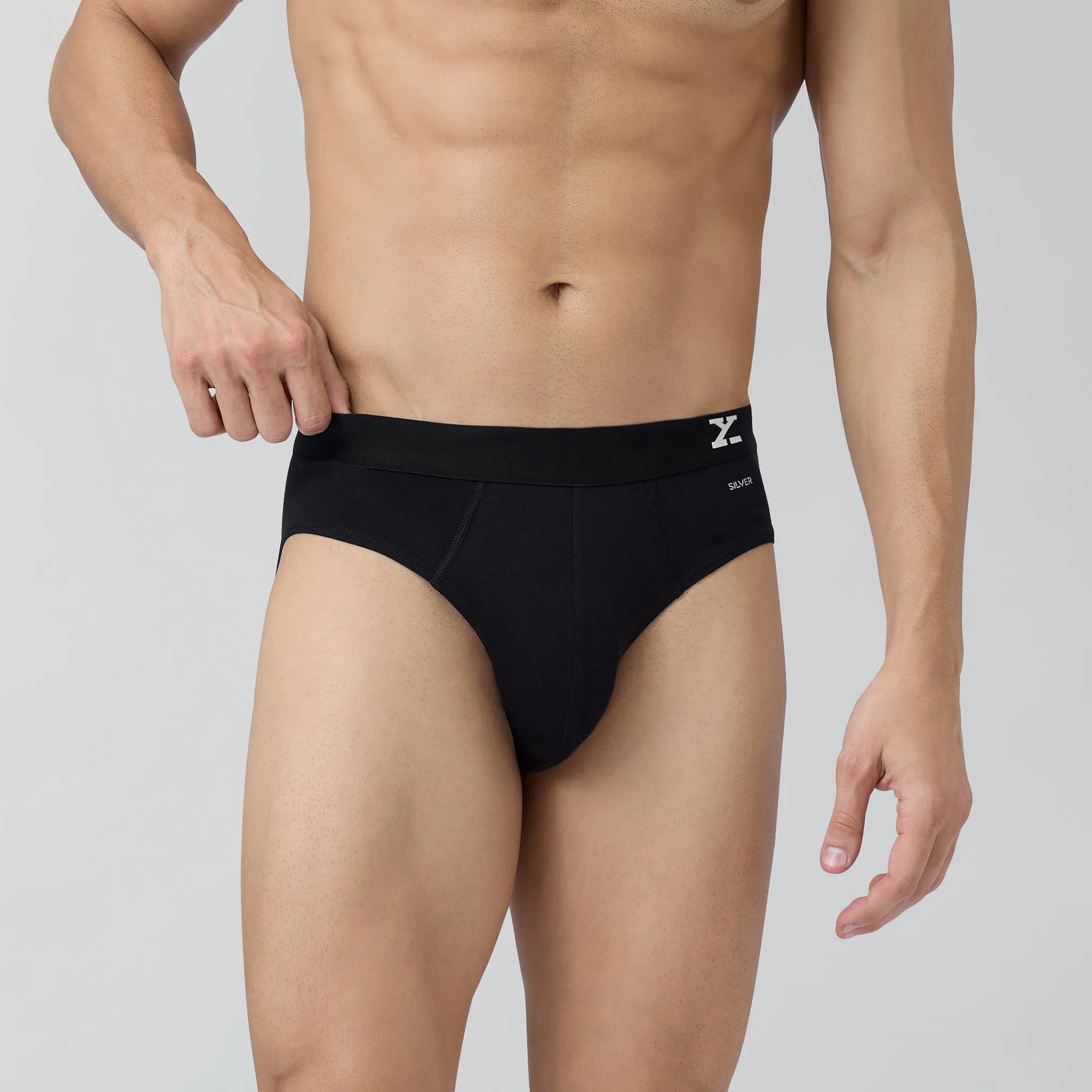 Aero Silver Cotton Briefs Black Knight