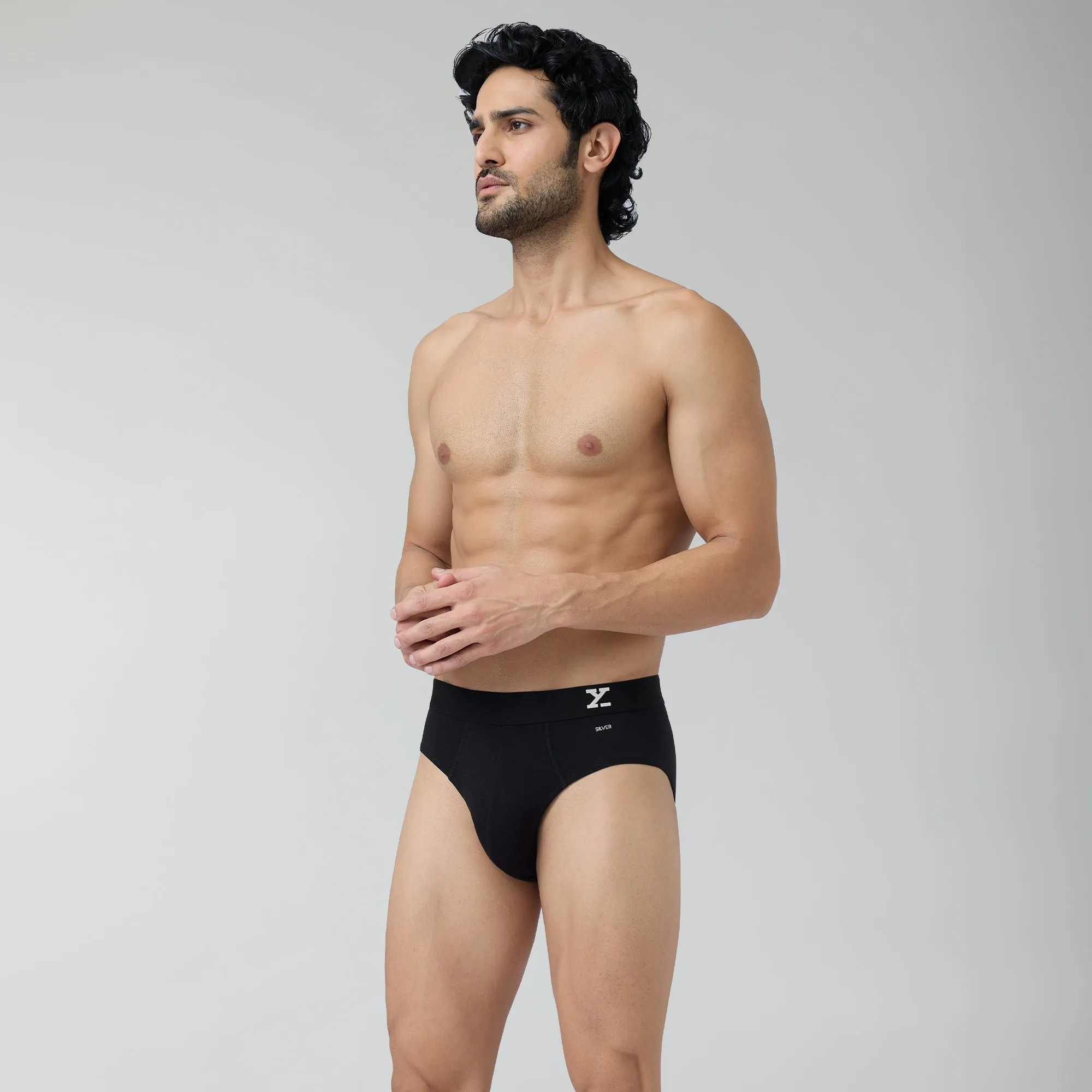 Aero Silver Cotton Briefs Black Knight