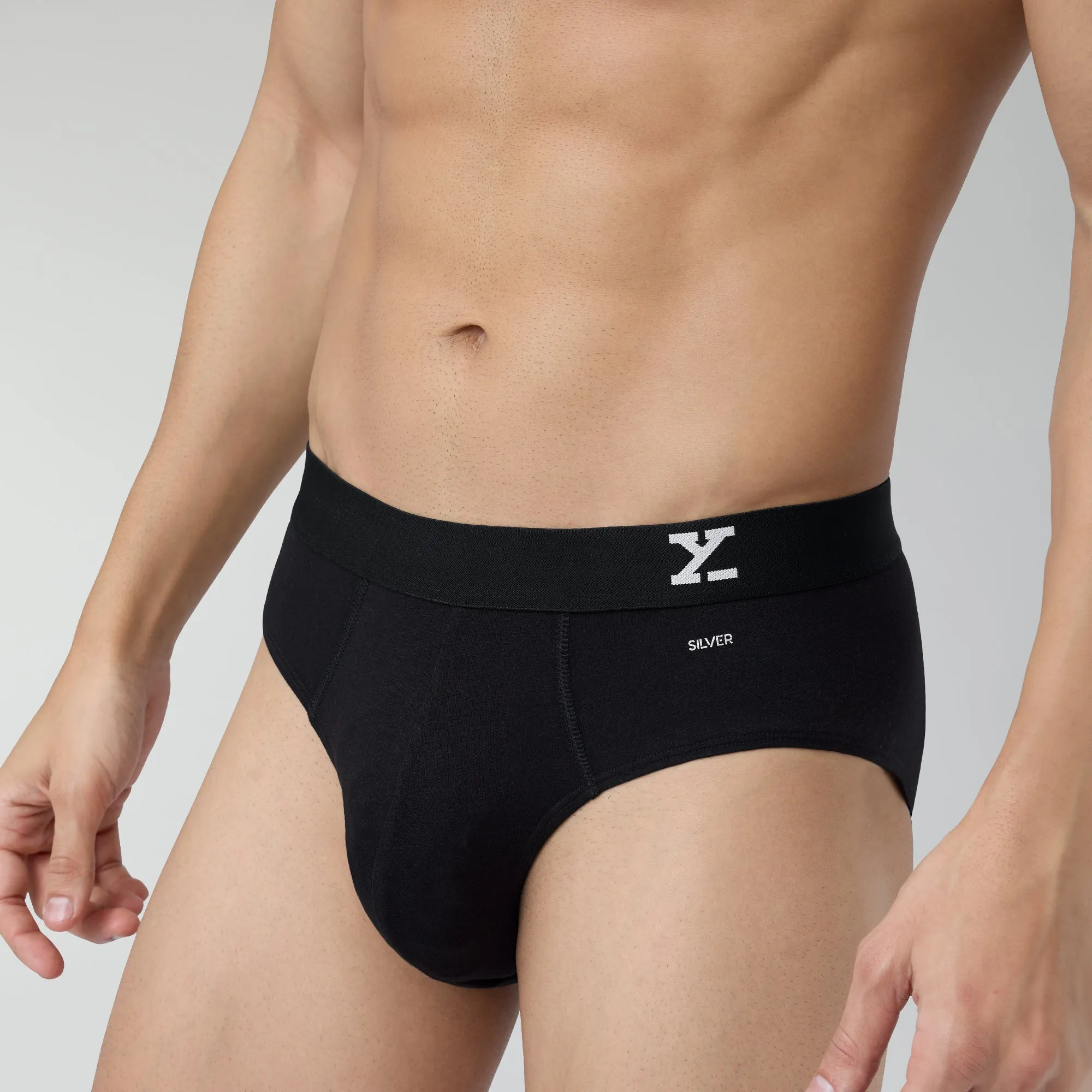 Aero Silver Cotton Briefs Black Knight