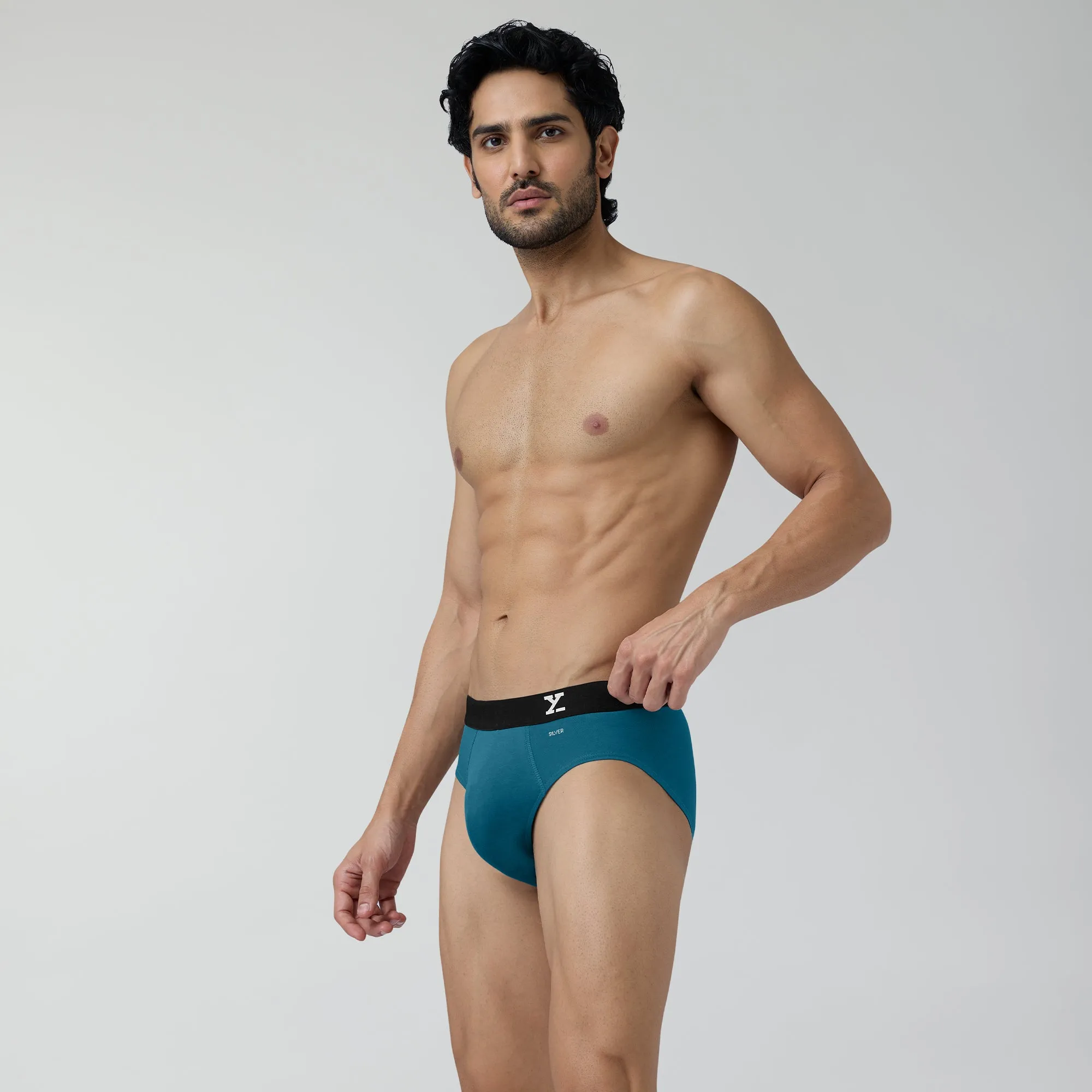 Aero Silver Cotton Briefs Green Emerald