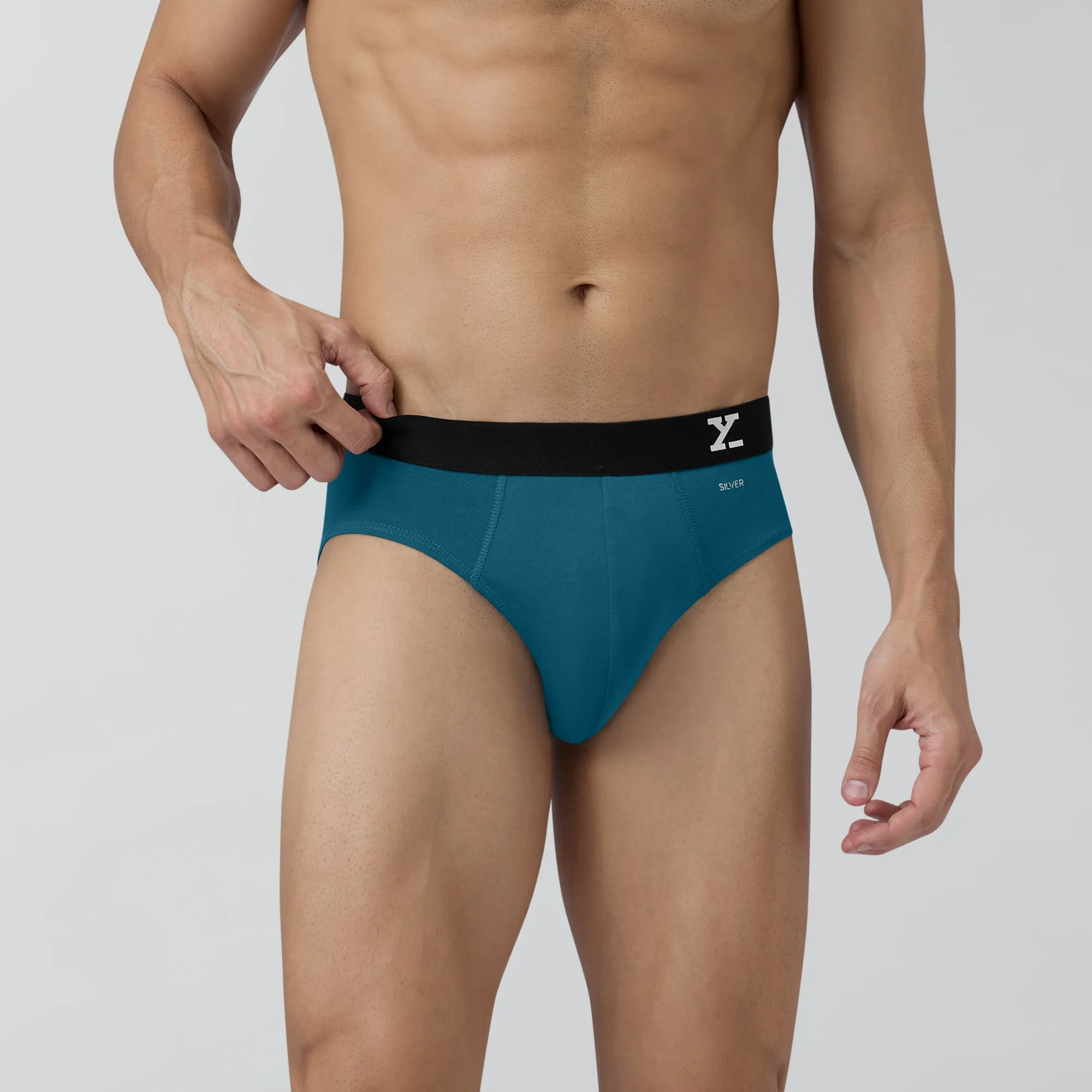 Aero Silver Cotton Briefs Green Emerald