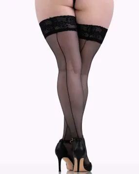 ALBA Back Seam Thigh Highs | Classic Black