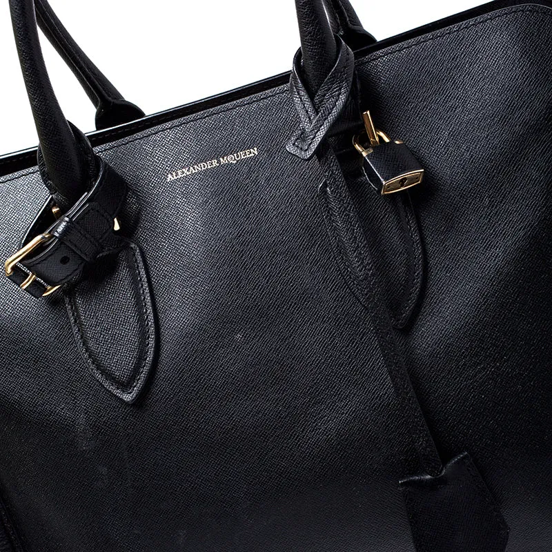 Alexander McQueen Black Leather Heroine Open Tote