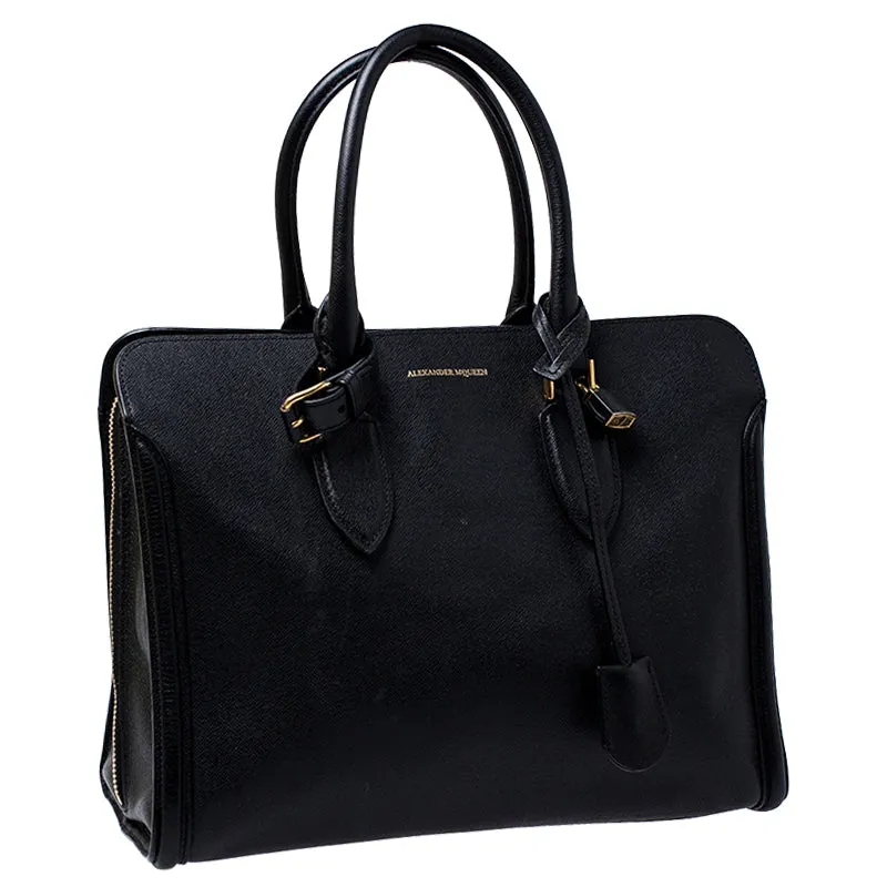 Alexander McQueen Black Leather Heroine Open Tote