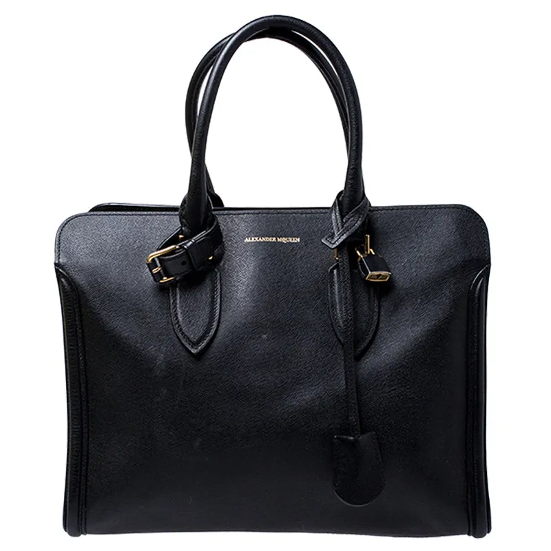 Alexander McQueen Black Leather Heroine Open Tote