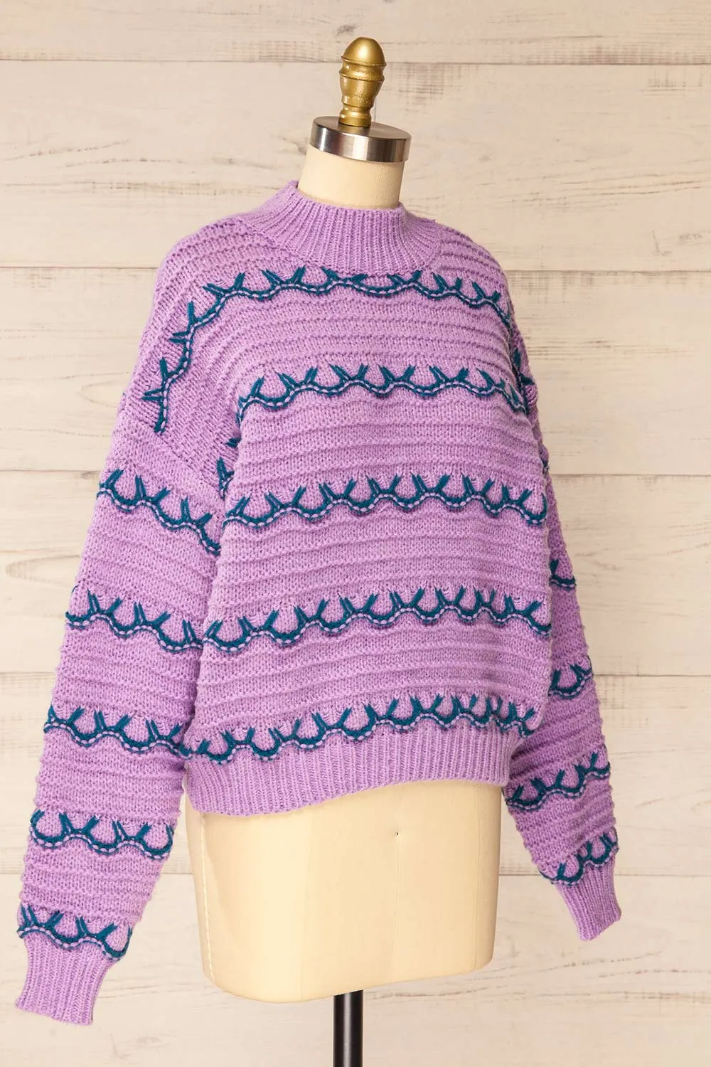 Alfreton Purple | Mock Neck Knit Sweater