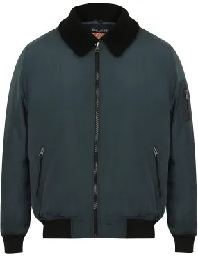 Allingham Bomber Jacket with Detachable Borg Collar in Petrol - Tokyo Laundry