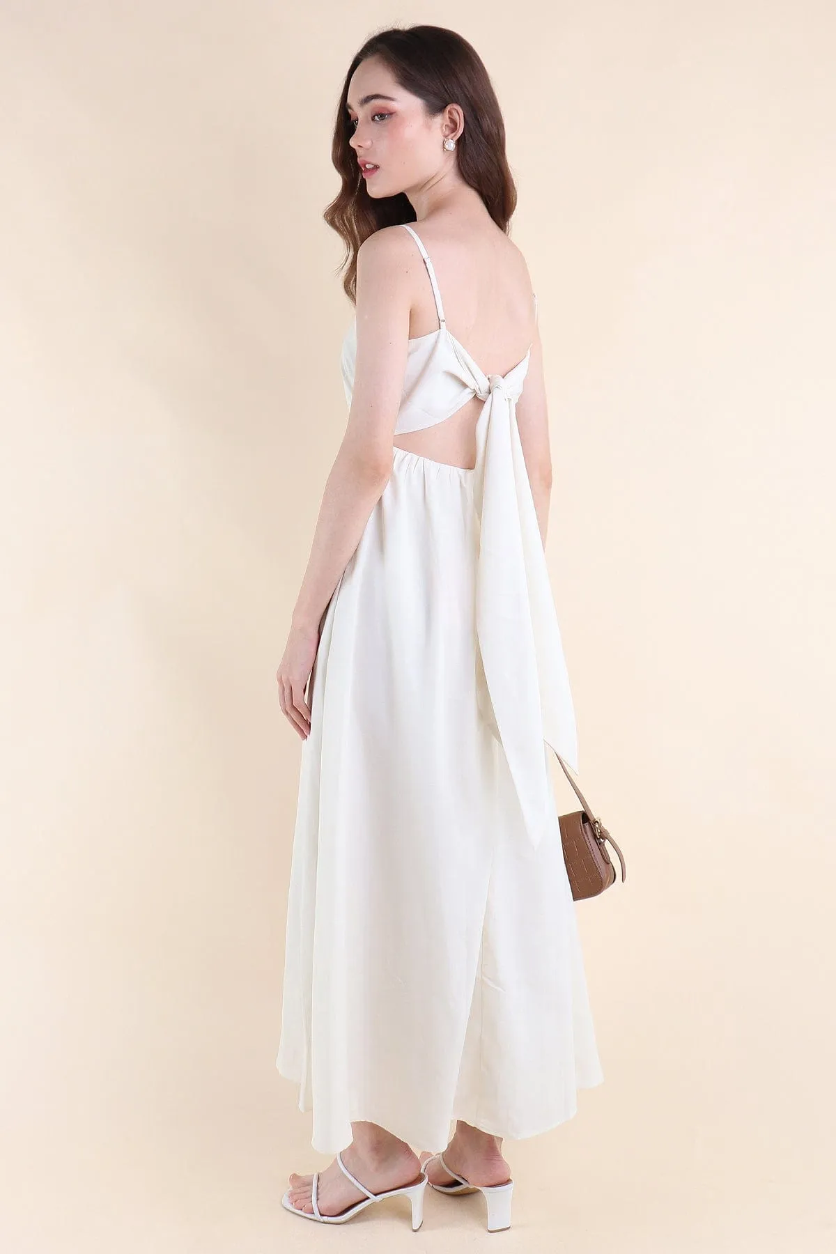 AMOUR TIE-BACK MAXI DRESS IN CREAM