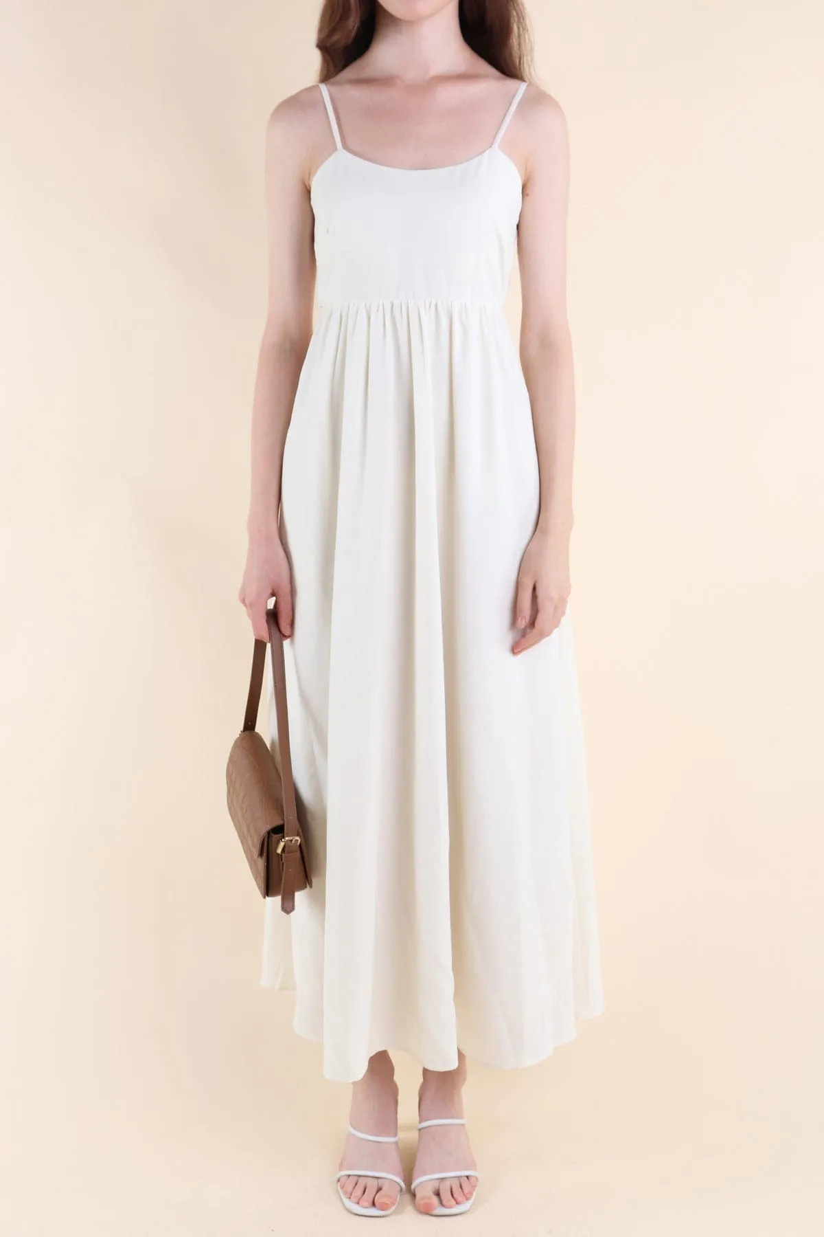 AMOUR TIE-BACK MAXI DRESS IN CREAM