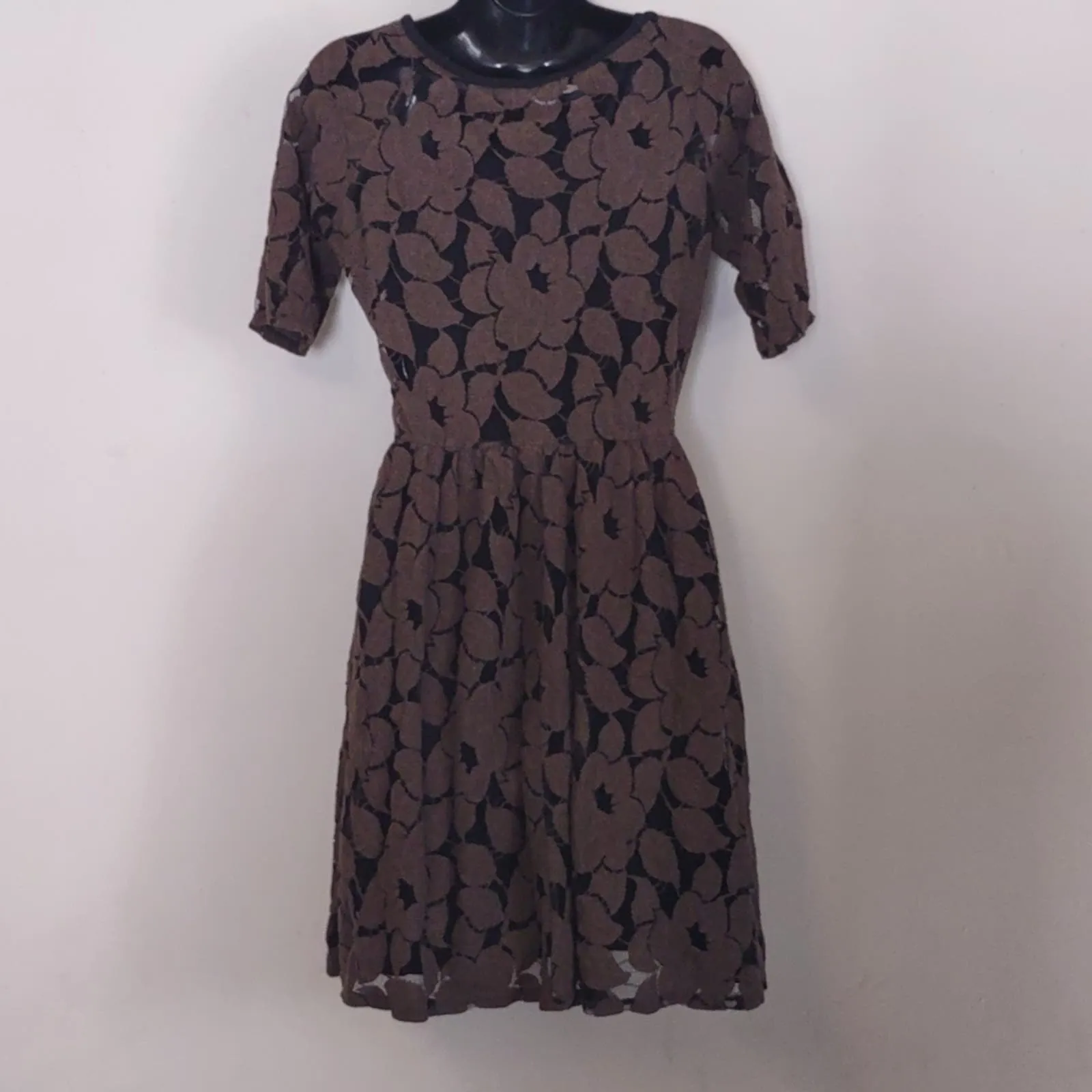 Anthropologie Weston Wear Unconditional Osier Brown Motif Lace Mesh Dress