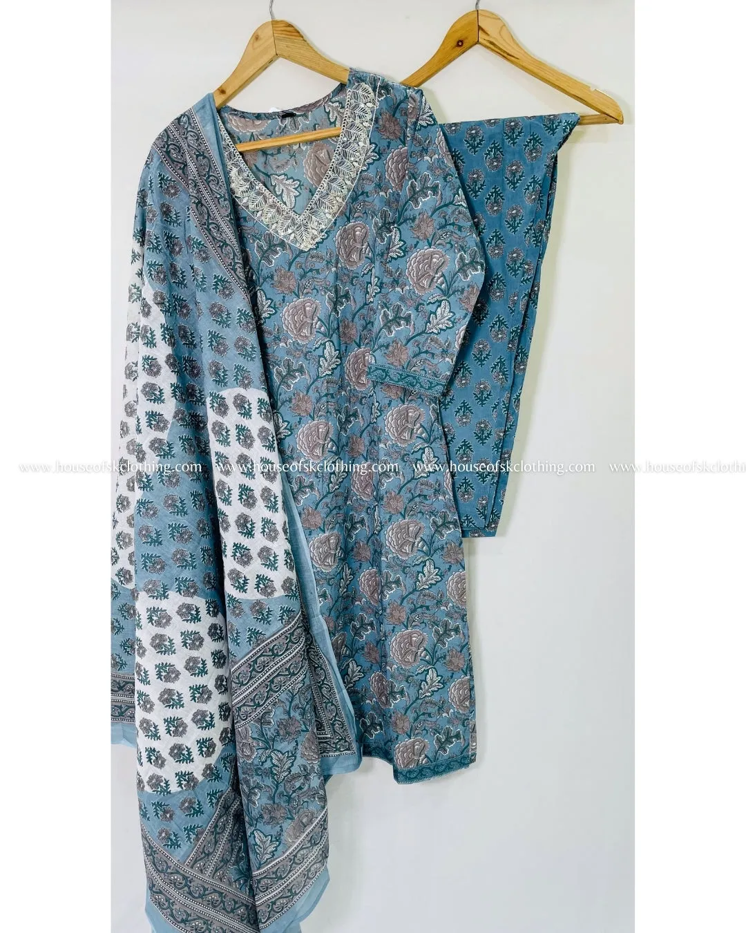 Arctic Blue Cotton Kurta Set