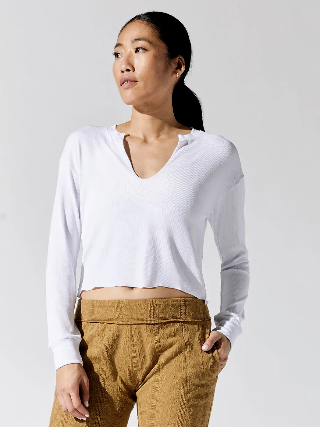 Arlette Notch Long Sleeve - White