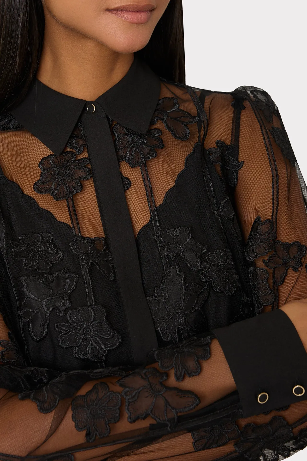 Ashton 3D Butterfly Embroidery Blouse