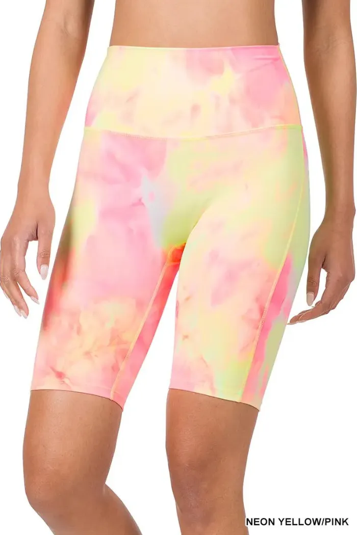 Athletic Tie Dye High Waisted Biker Shorts