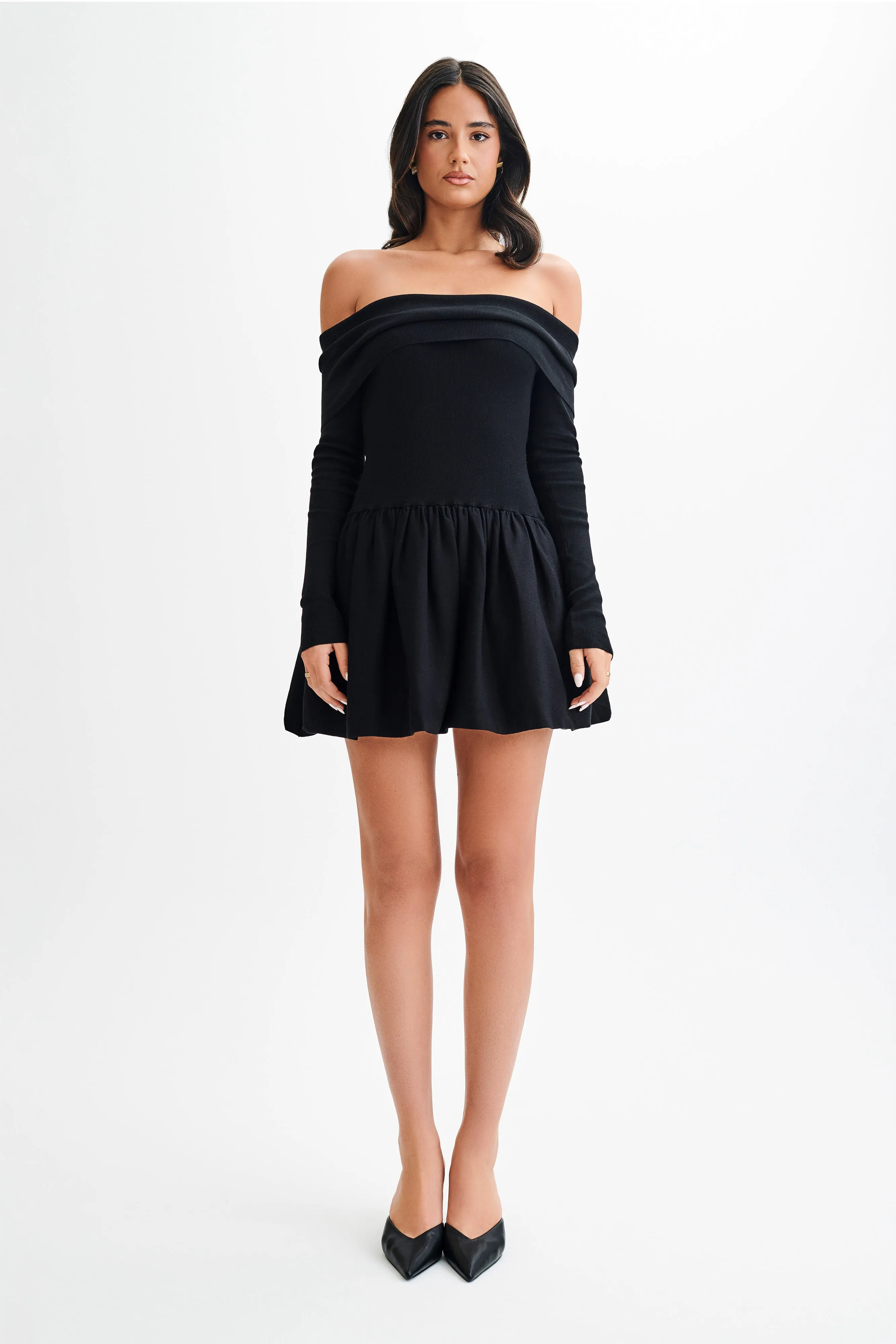 Atlanta Long Sleeve Mini Dress - Black