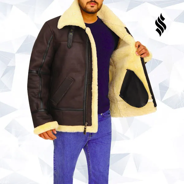 B3 Bomber Aviator Shearling Leather Jacket