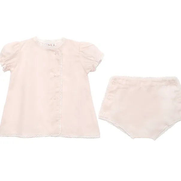 Baby Eyelet Cotton Diaper Set-Pink