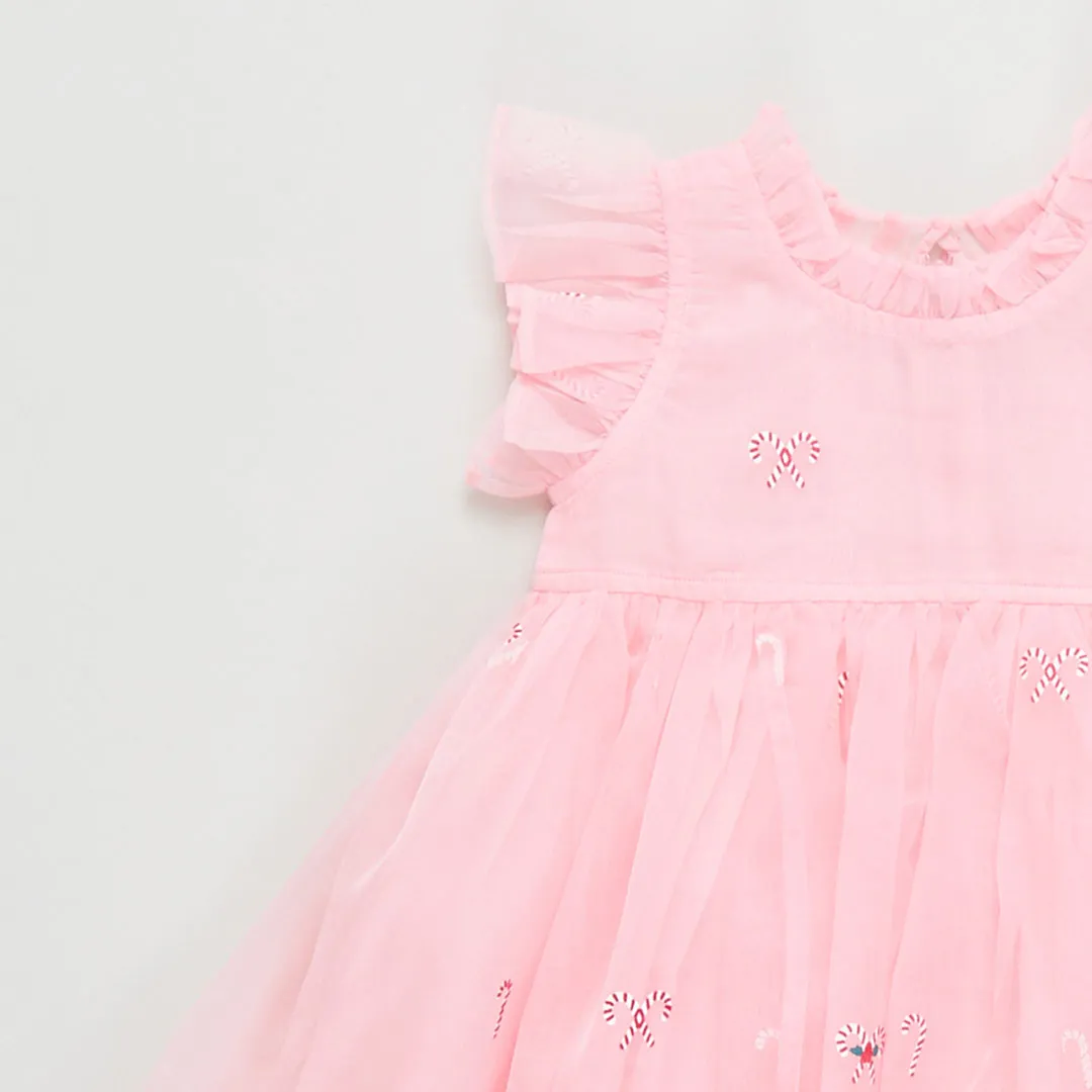 Baby Girls Organza Jennifer Dress Set - Cotton Candy Cane