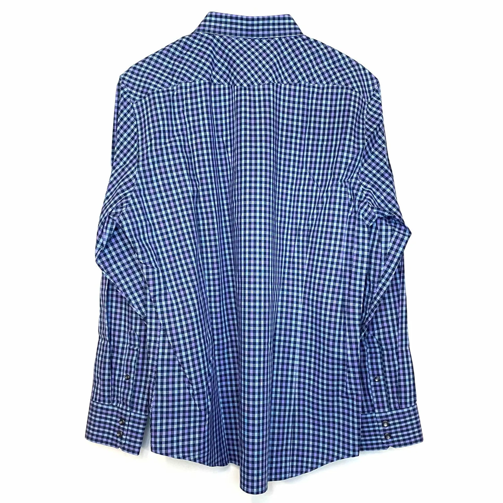 Banana Republic Mens Size L Western Shirt Blue Purple Box Check L/s