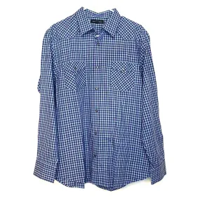 Banana Republic Mens Size L Western Shirt Blue Purple Box Check L/s