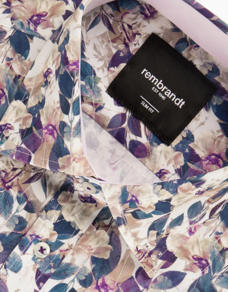 Barbican Purple & Navy Floral Shirt