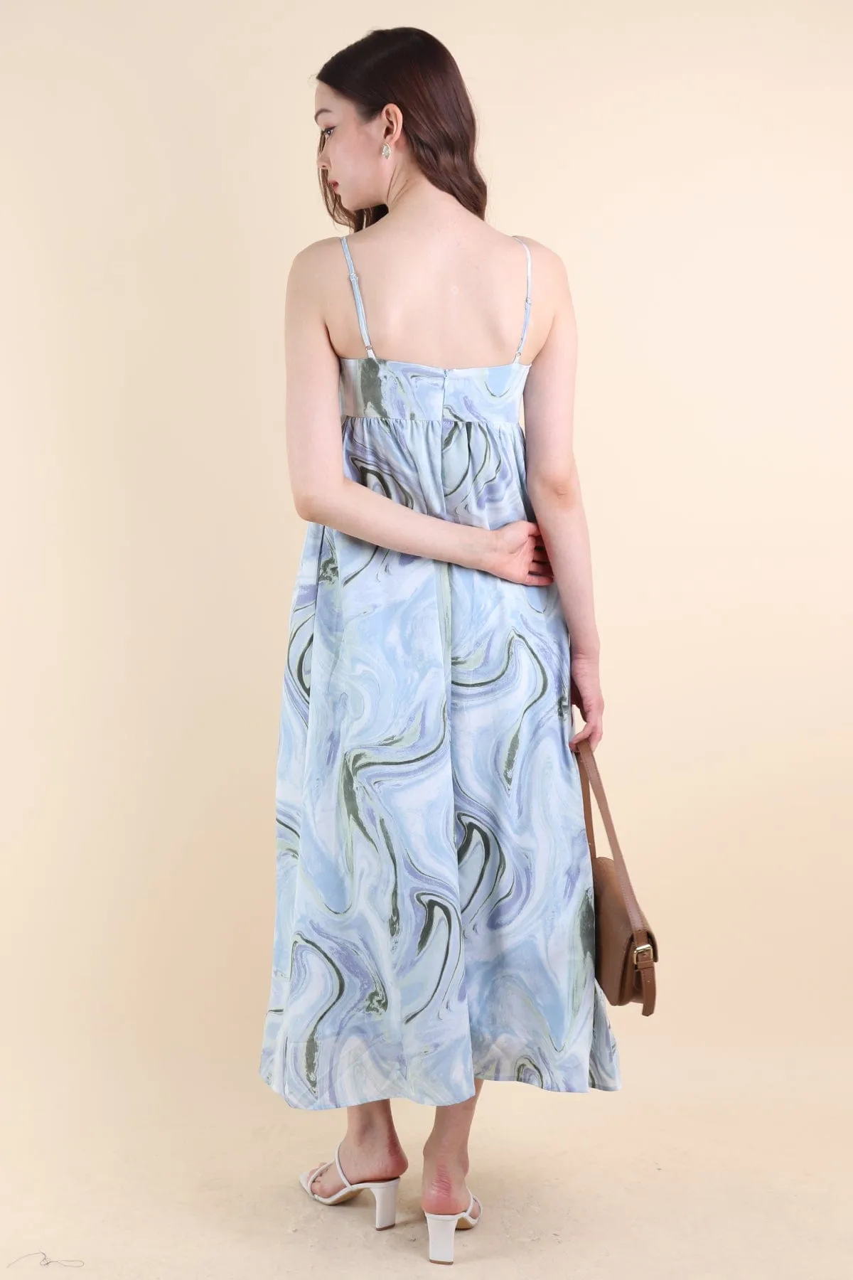 BELLA ABSTRACT MAXI DRESS IN BLUE