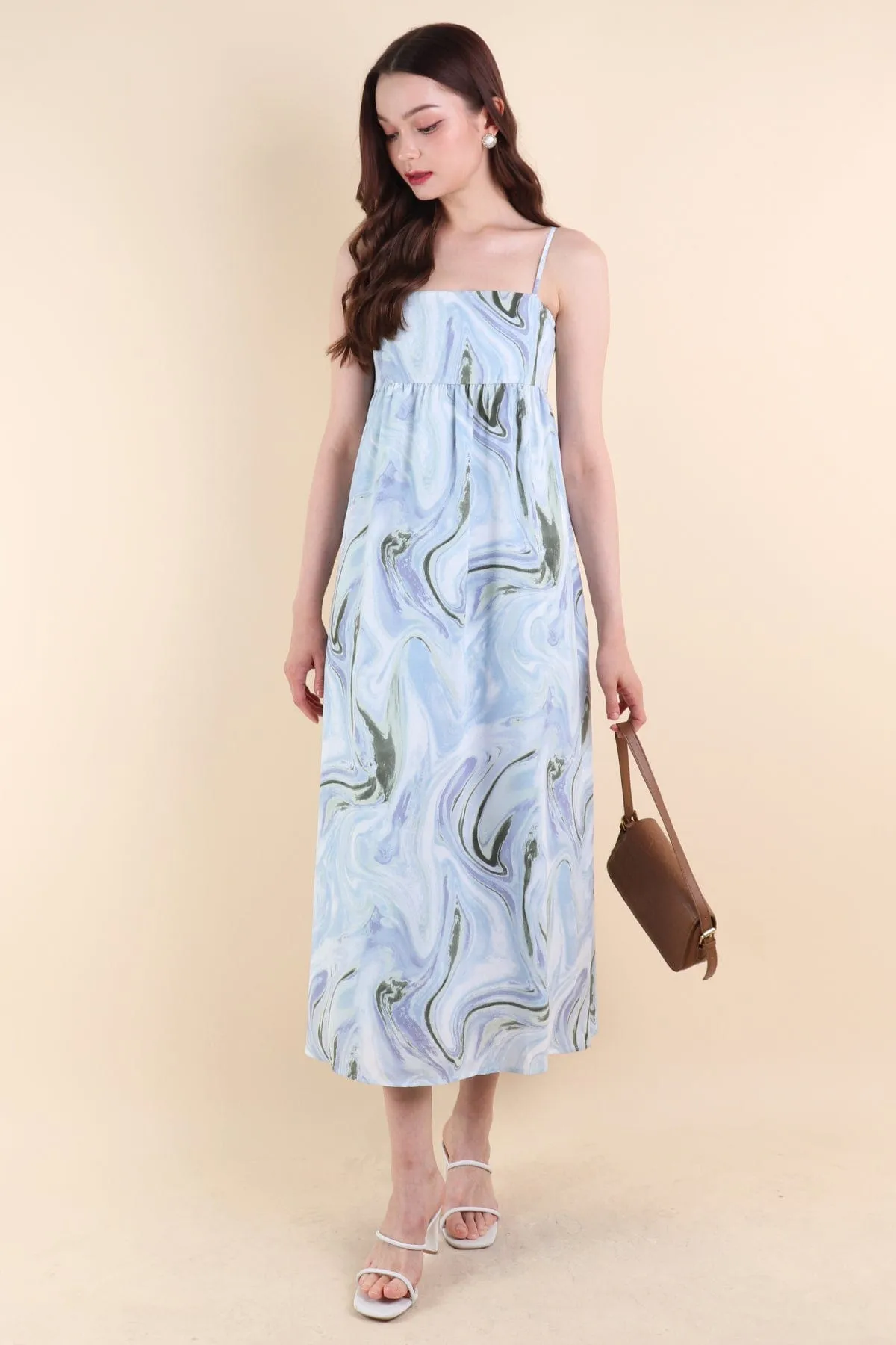 BELLA ABSTRACT MAXI DRESS IN BLUE