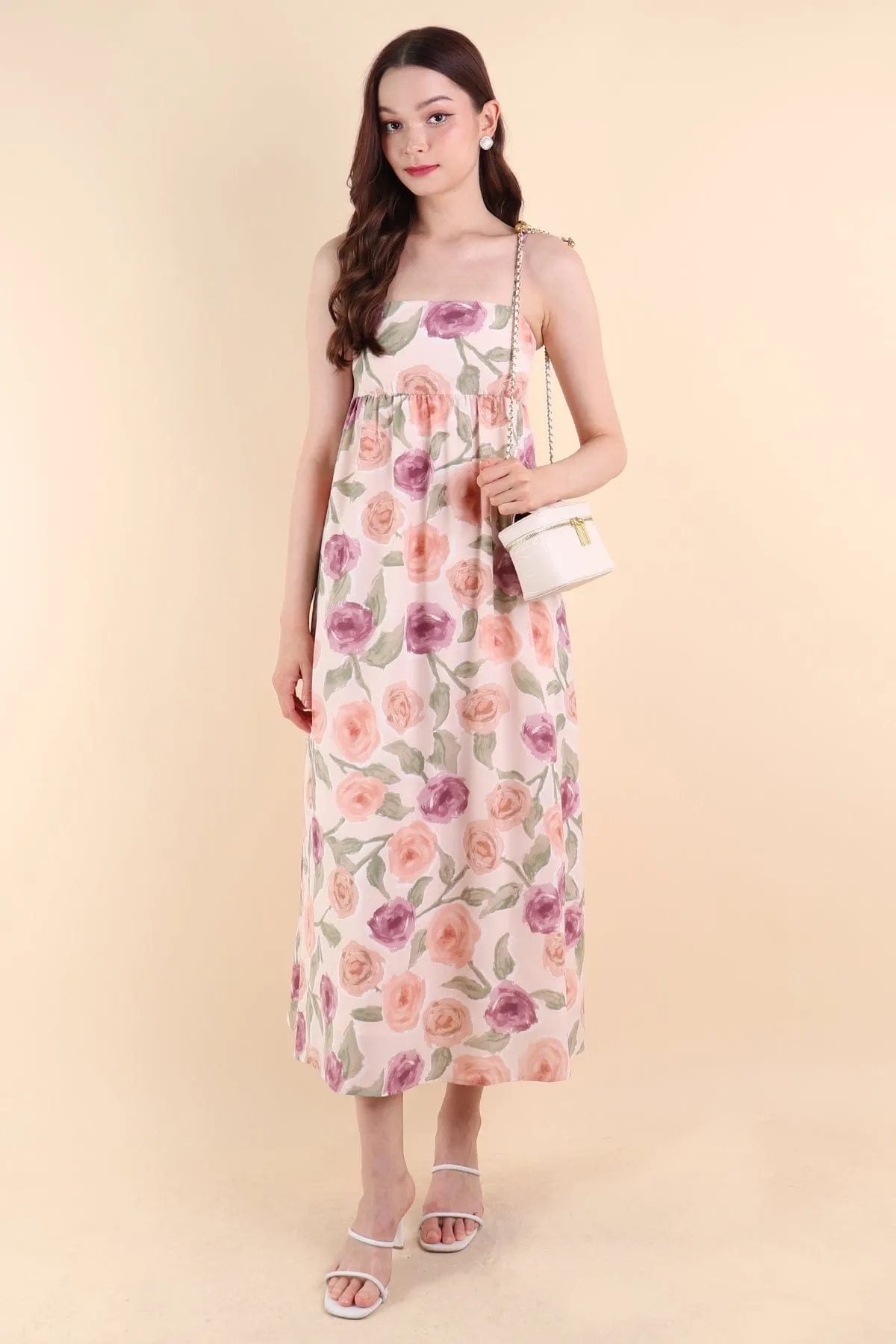 BELLA ABSTRACT MAXI DRESS IN ROSE PINK