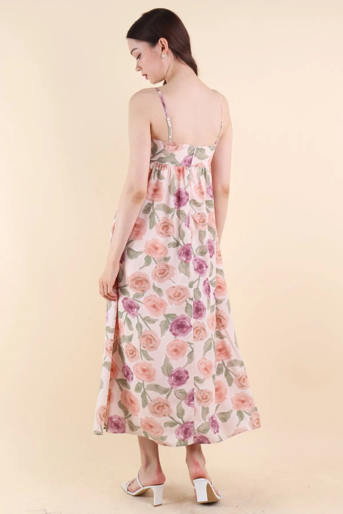 BELLA ABSTRACT MAXI DRESS IN ROSE PINK