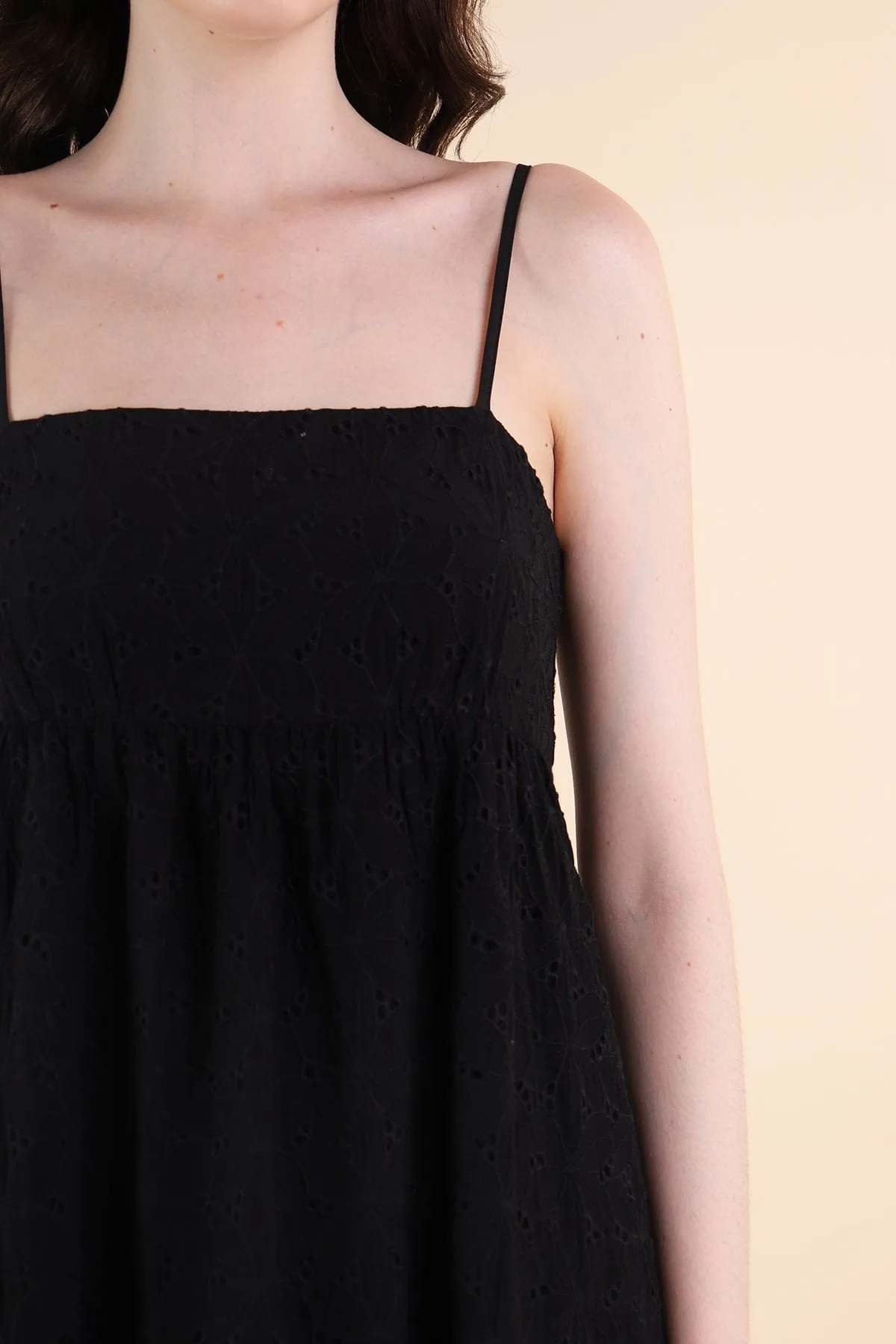 BELLA EMBROIDERY DRESS IN BLACK