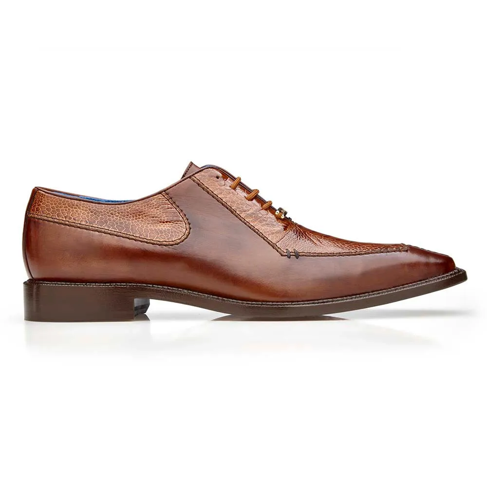 Belvedere Biagio Men's Split-Toe Oxfords Peanut Ostrich / Calf-Skin Leather Shoes